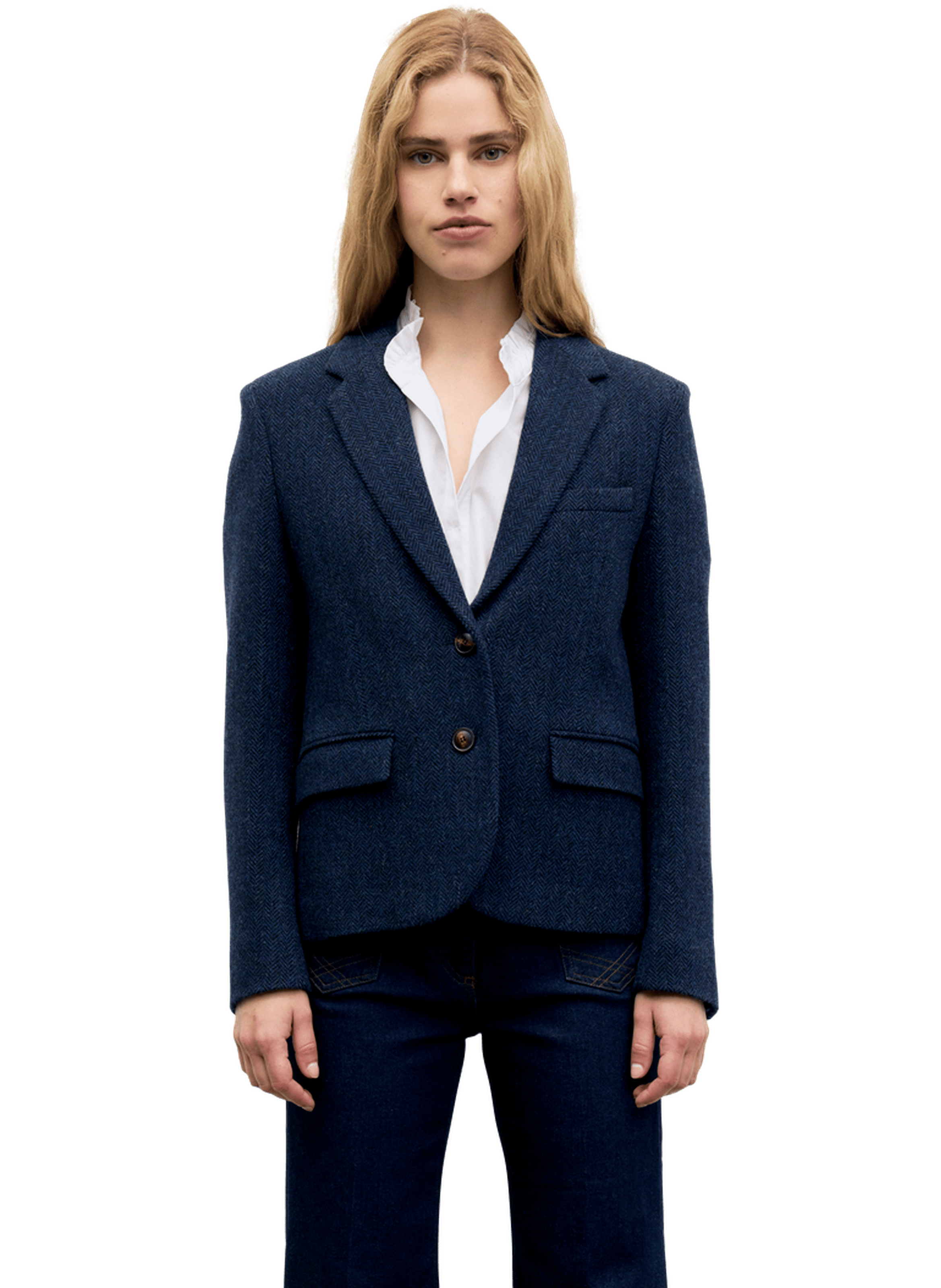 Veste à chevrons en laine vierge - juliet GERARD DAREL Bleu