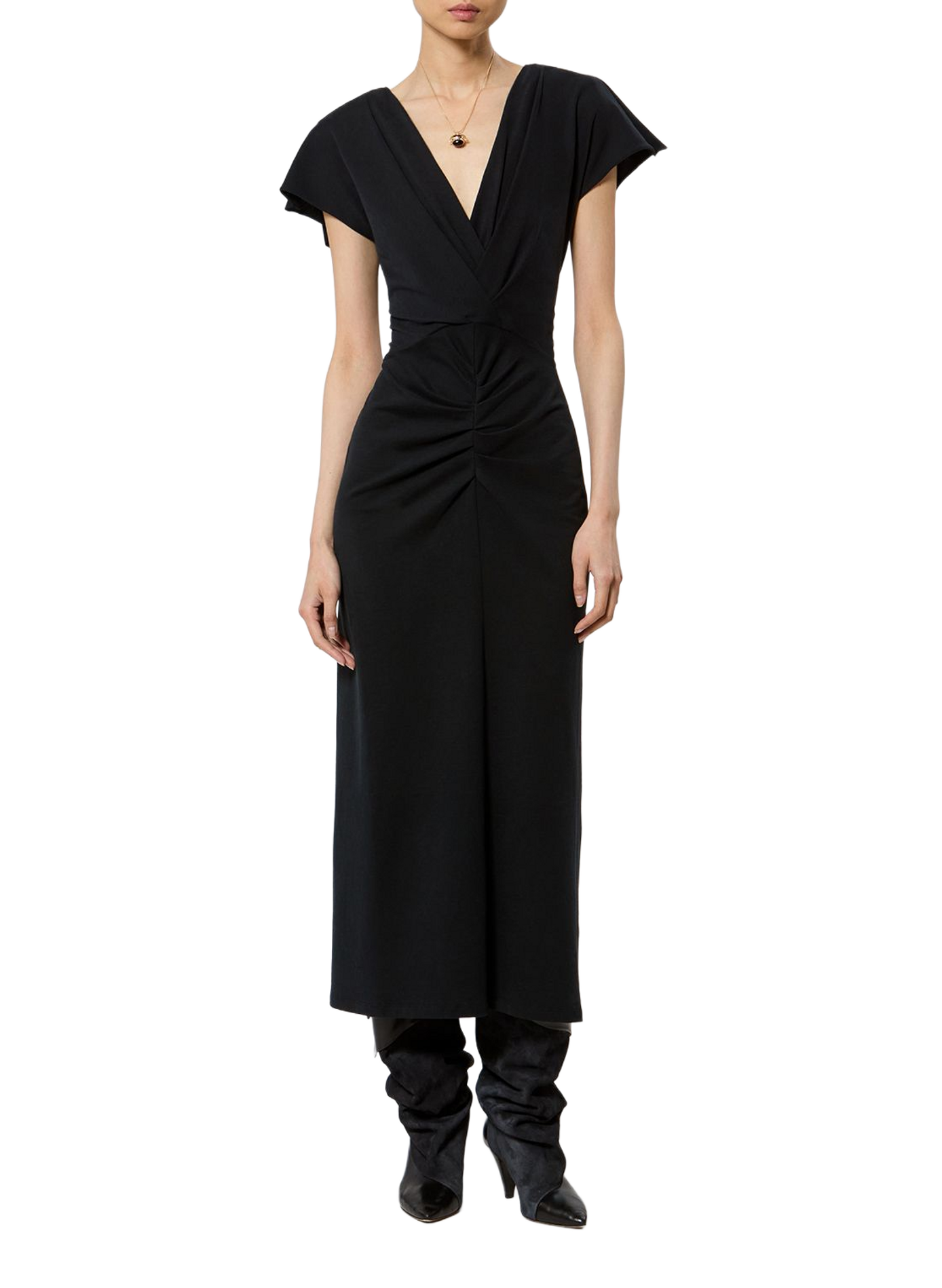Langes Wickelkleid Nadra aus Baumwolle ISABEL MARANT Schwarz