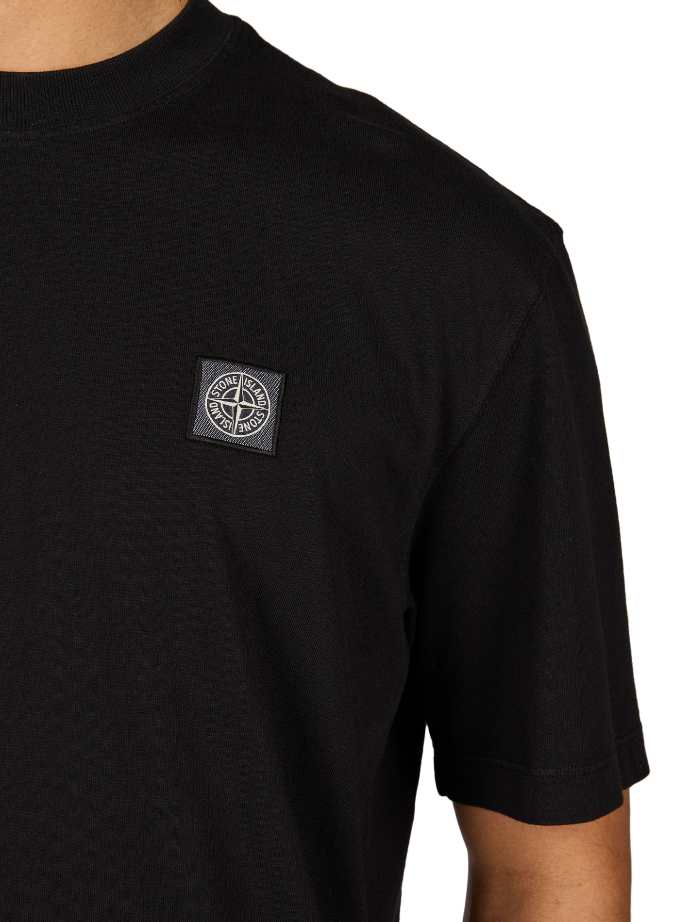 T-shirt met ronde hals en recht model van katoen STONE ISLAND Zwart