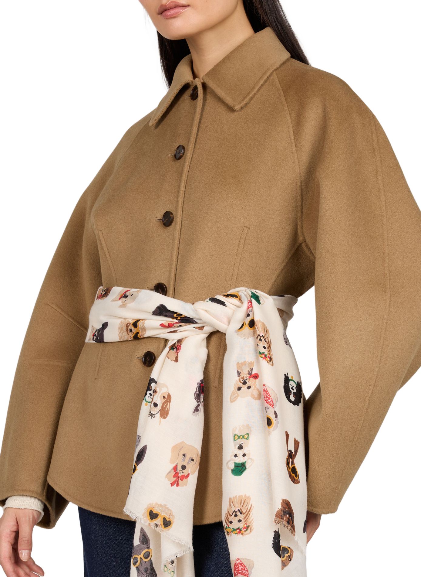 Scarf with pattern and fringe AU PRINTEMPS PARIS Beige