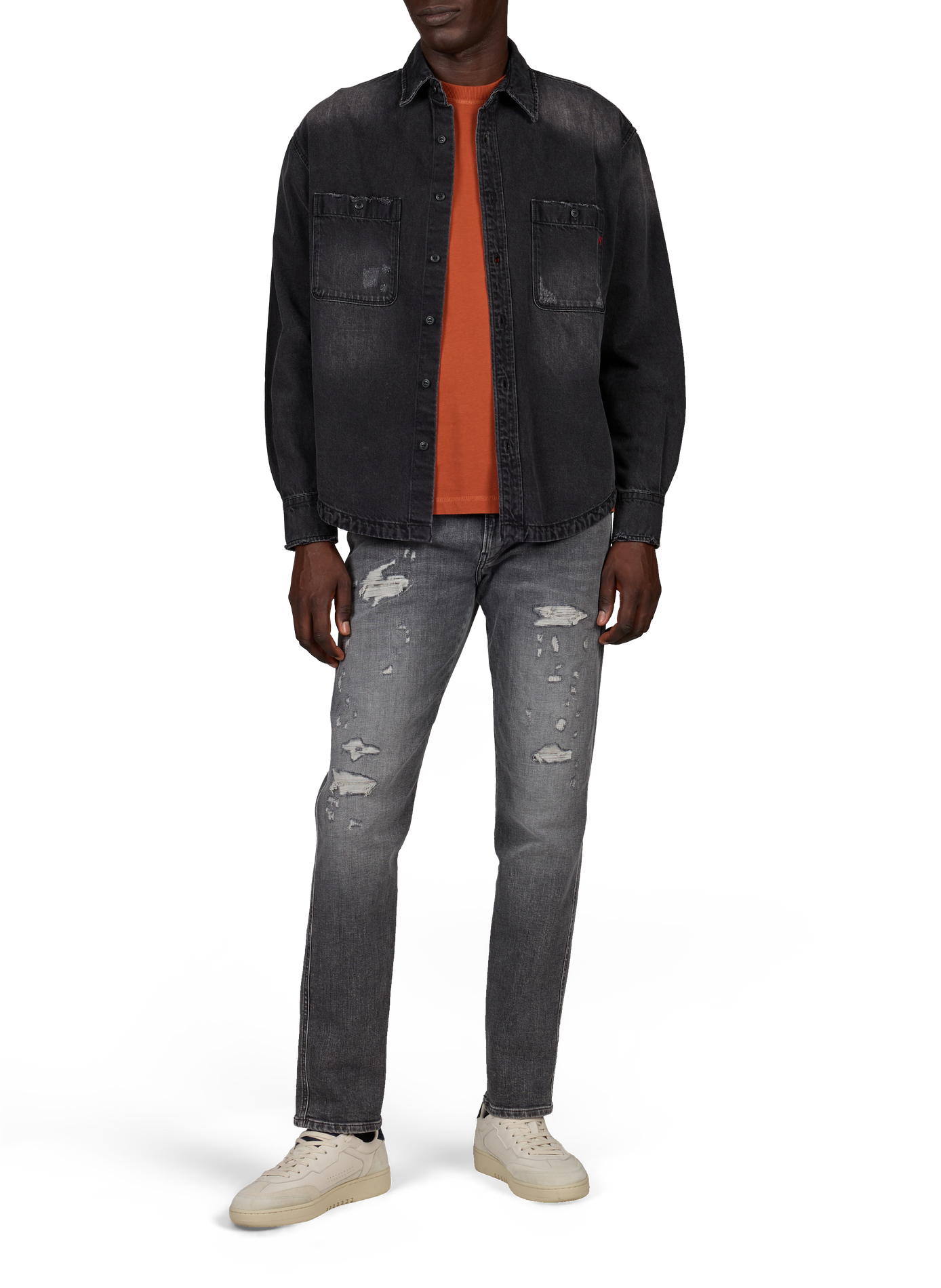 Straight cotton blend Shirt REPLAY Black