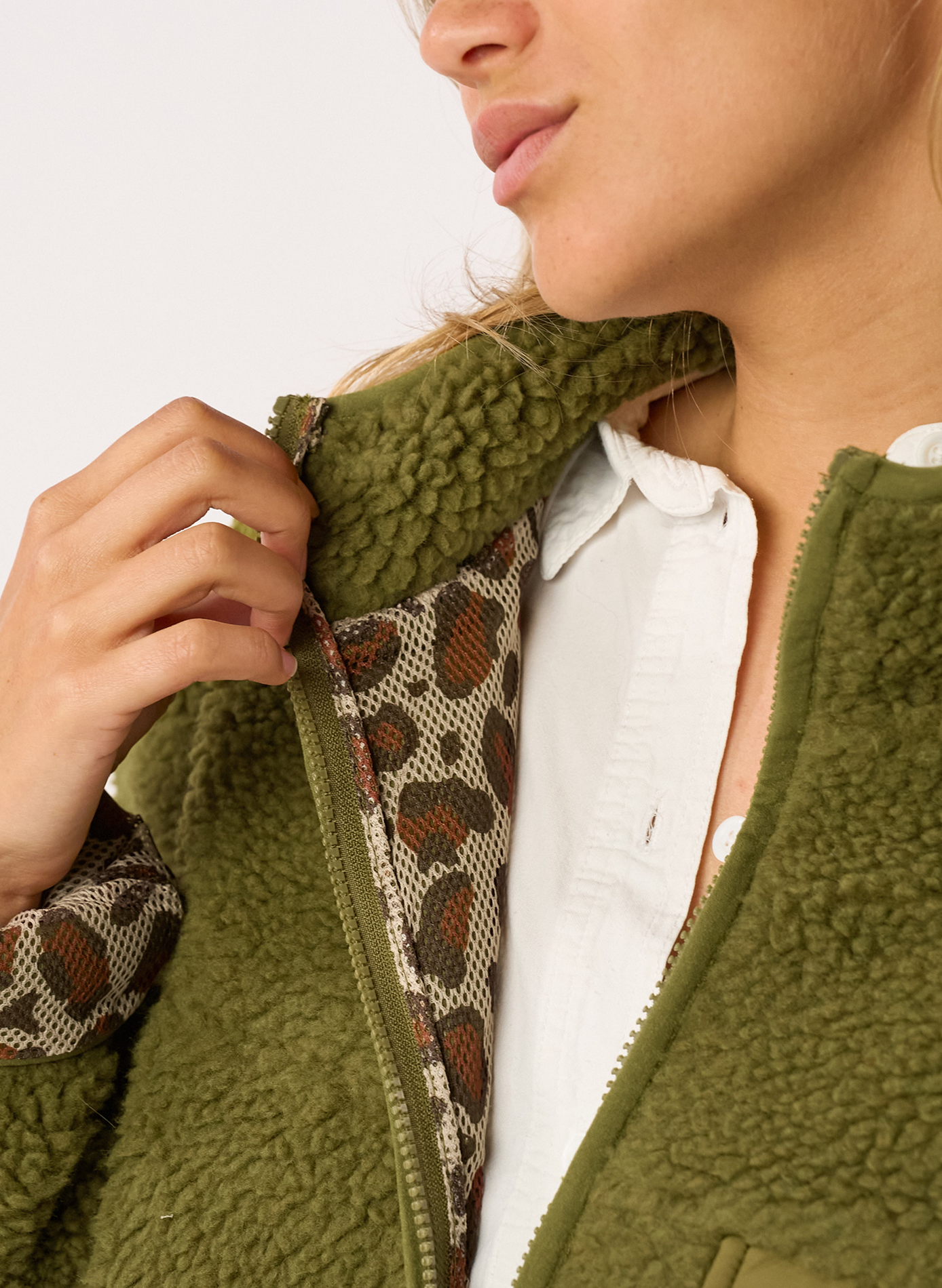 Veste sherpa zippée manches longues BILLYBELT Vert
