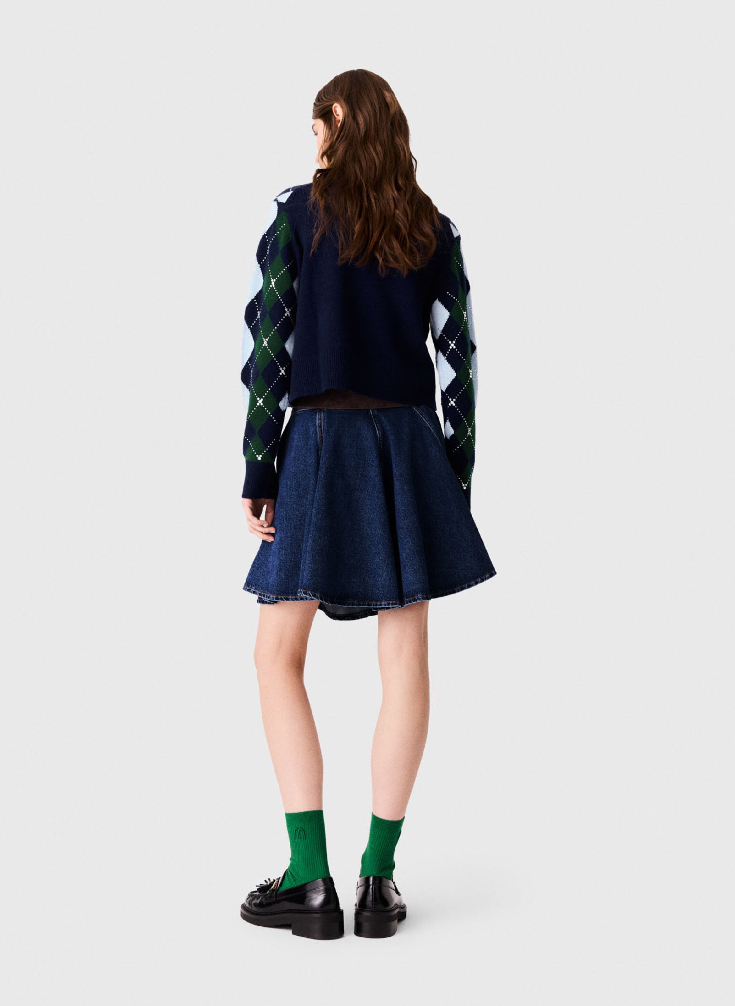 Pull droit en laine MAJE Bleu