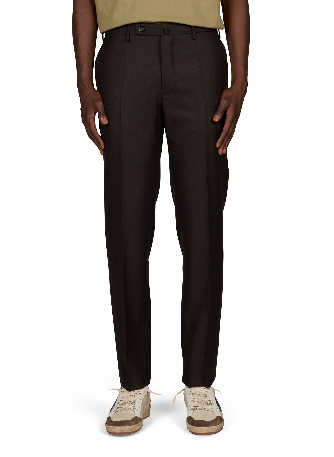 Gerade geschnittene einfarbige Wollhose SLOWEAR Braun