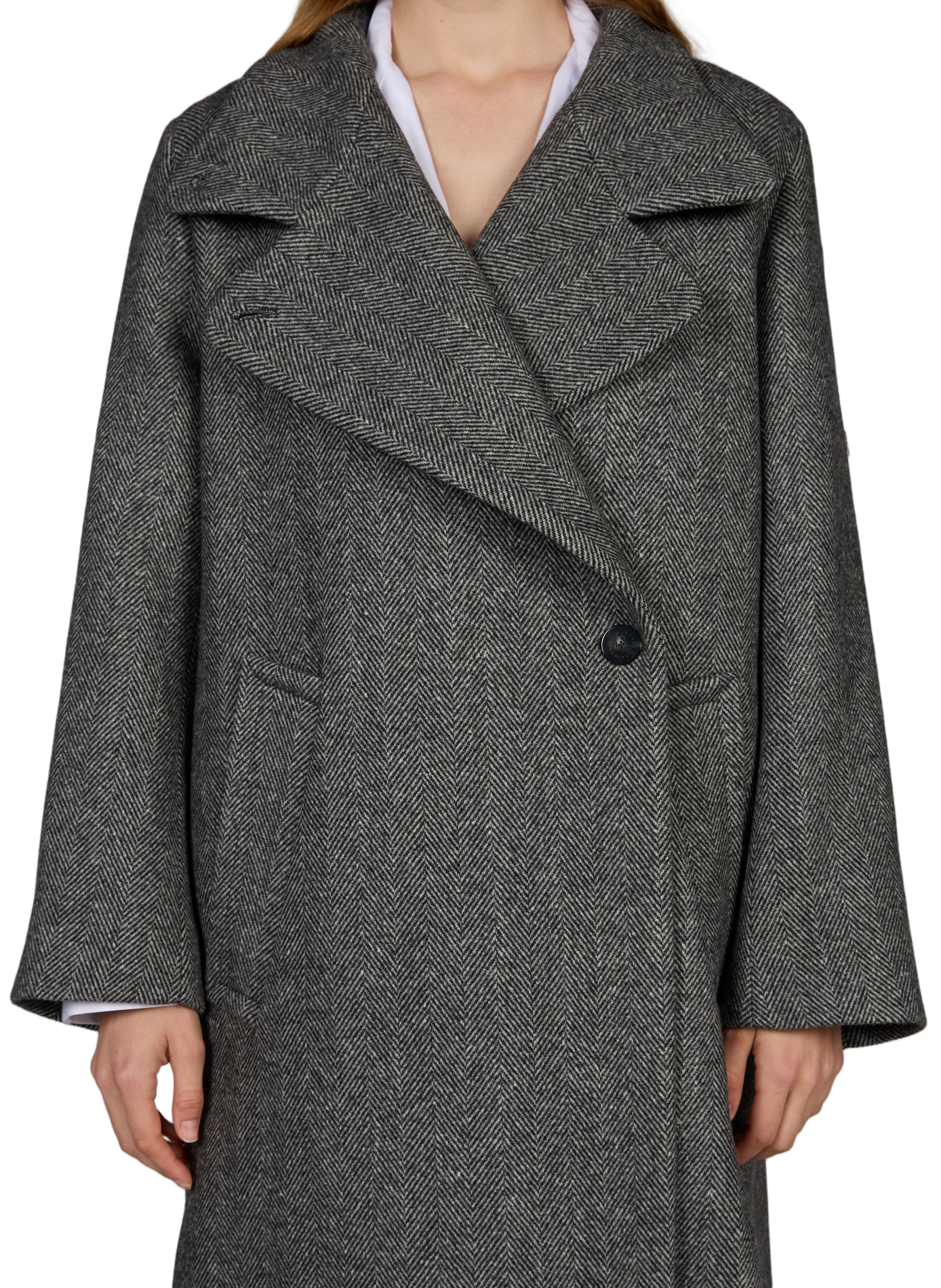 Oversized printed wool blend coat MARGAUX LONNBERG Grey