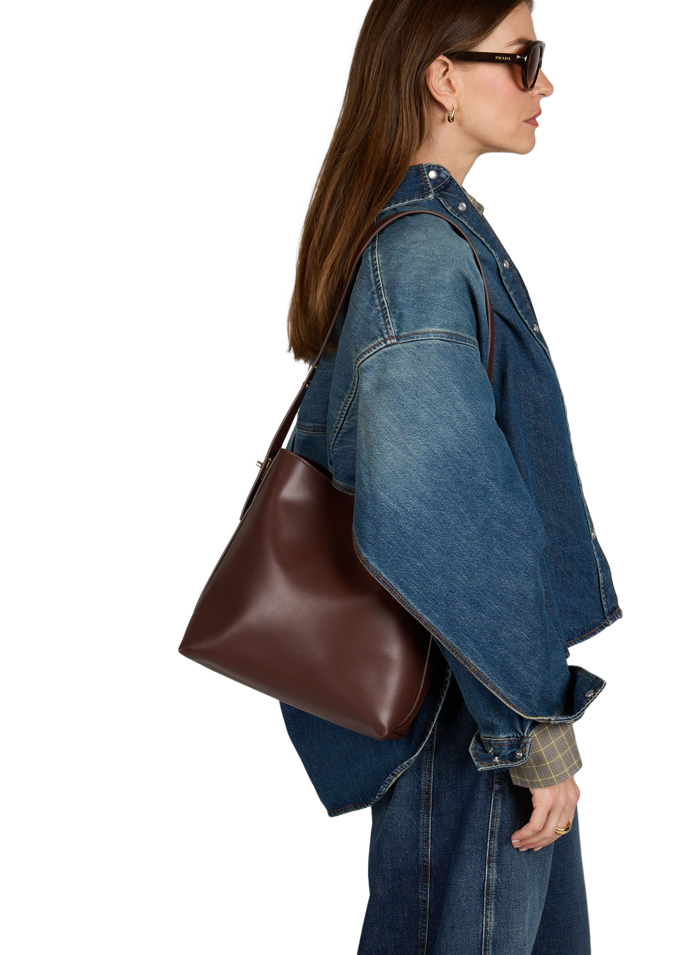 Sac sceau uni à anse réglable AU PRINTEMPS PARIS Marron