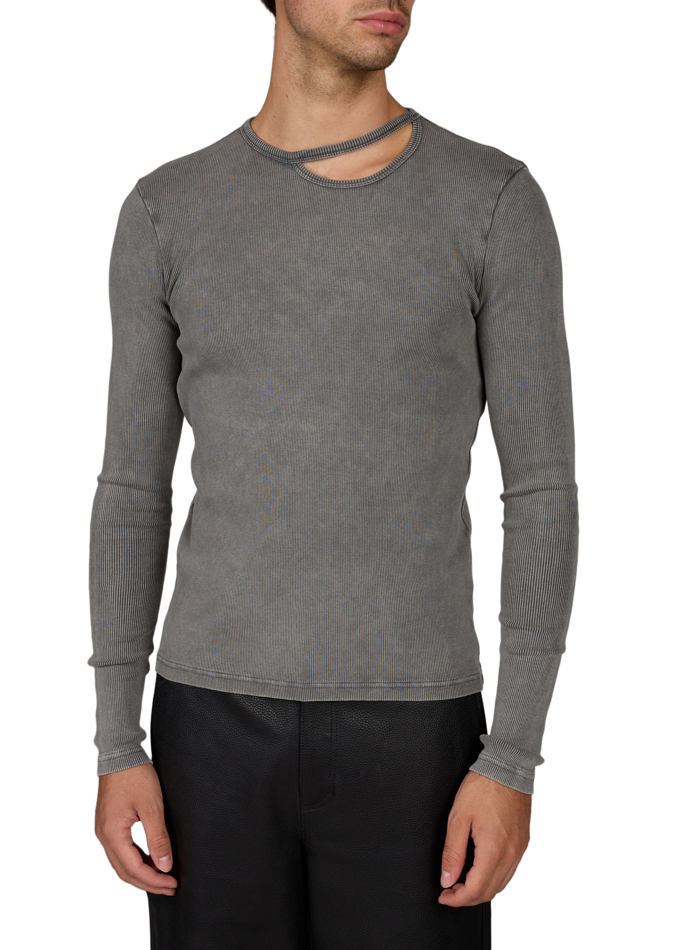 Gerade geschnittenes T-Shirt aus Rippstoff LOUIS GABRIEL NOUCHI Grau