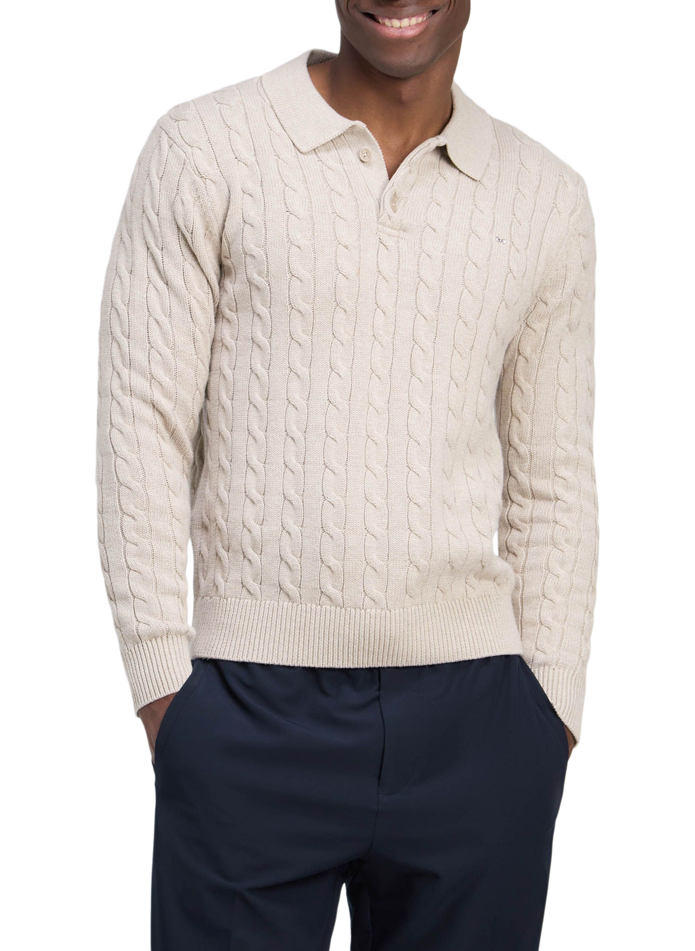 Pull col polo en coton EDEN PARK Beige