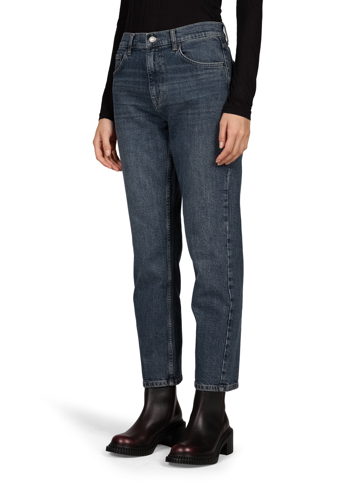 Jean droit Tskarla en coton mélangé TOPSHOP Bleu