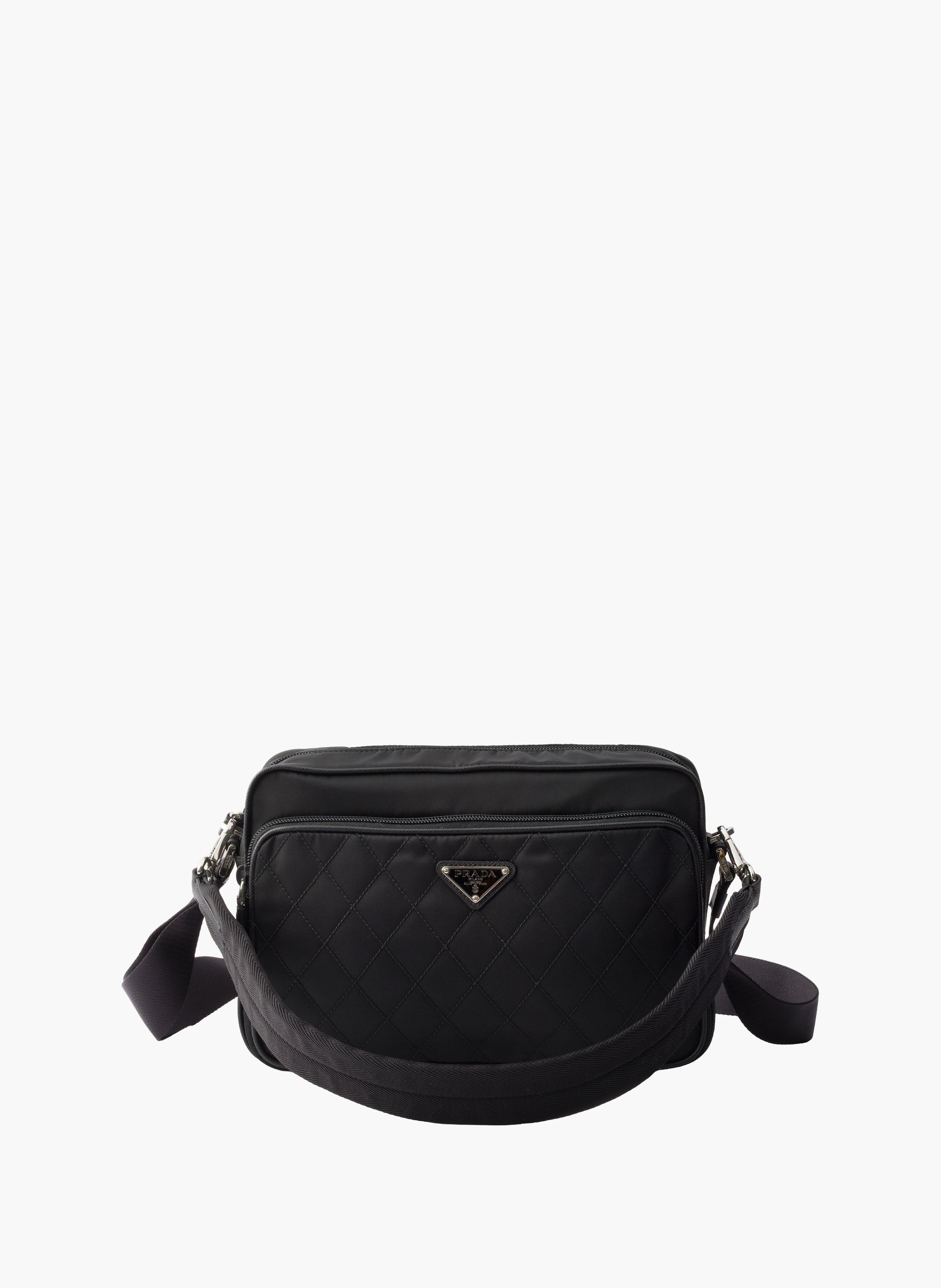 Sac porté épaule en re-nylon et cuir PRADA Noir