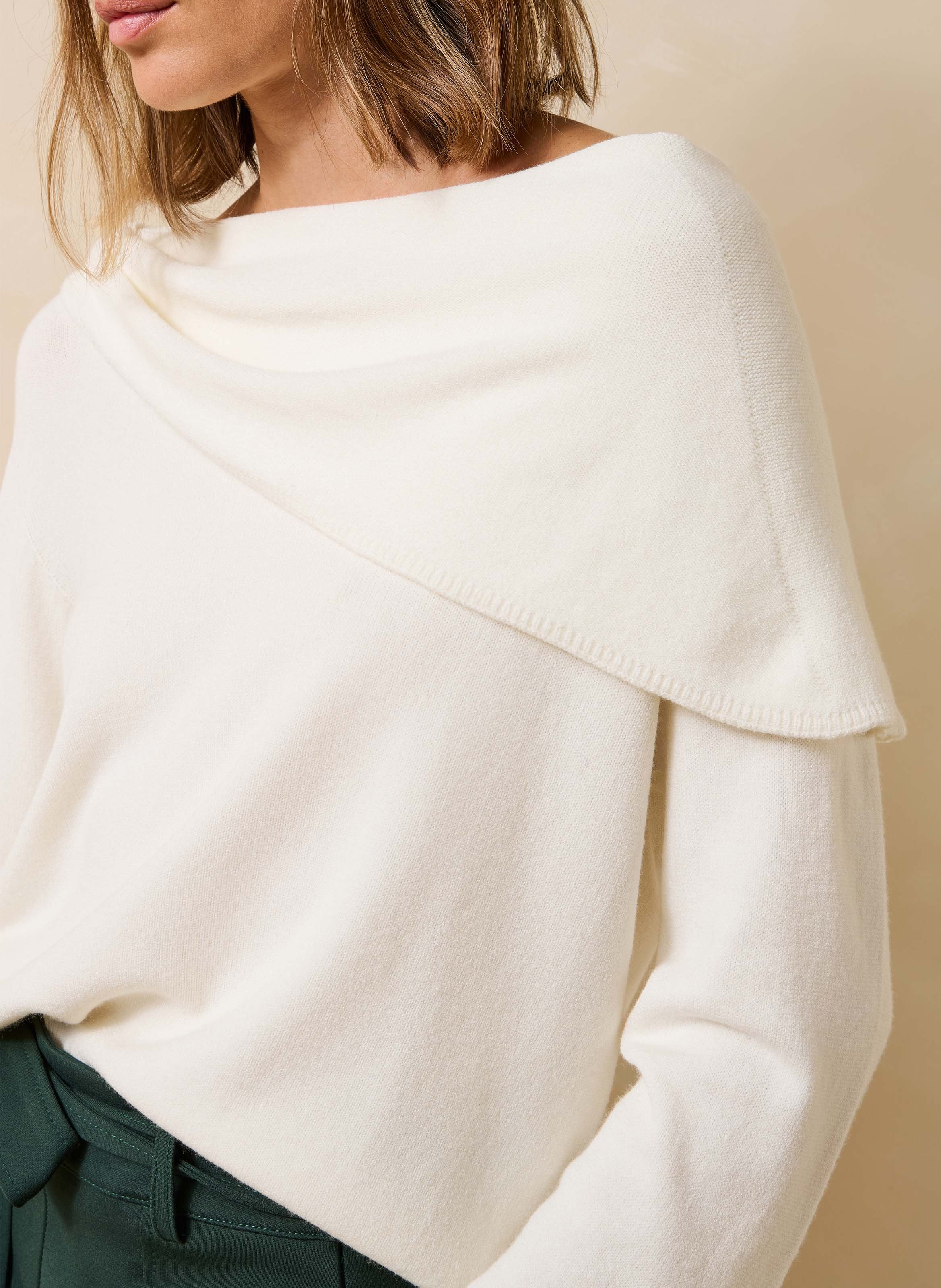 Oversized trui met gedrapeerde halslijn LA FEE MARABOUTEE Wit