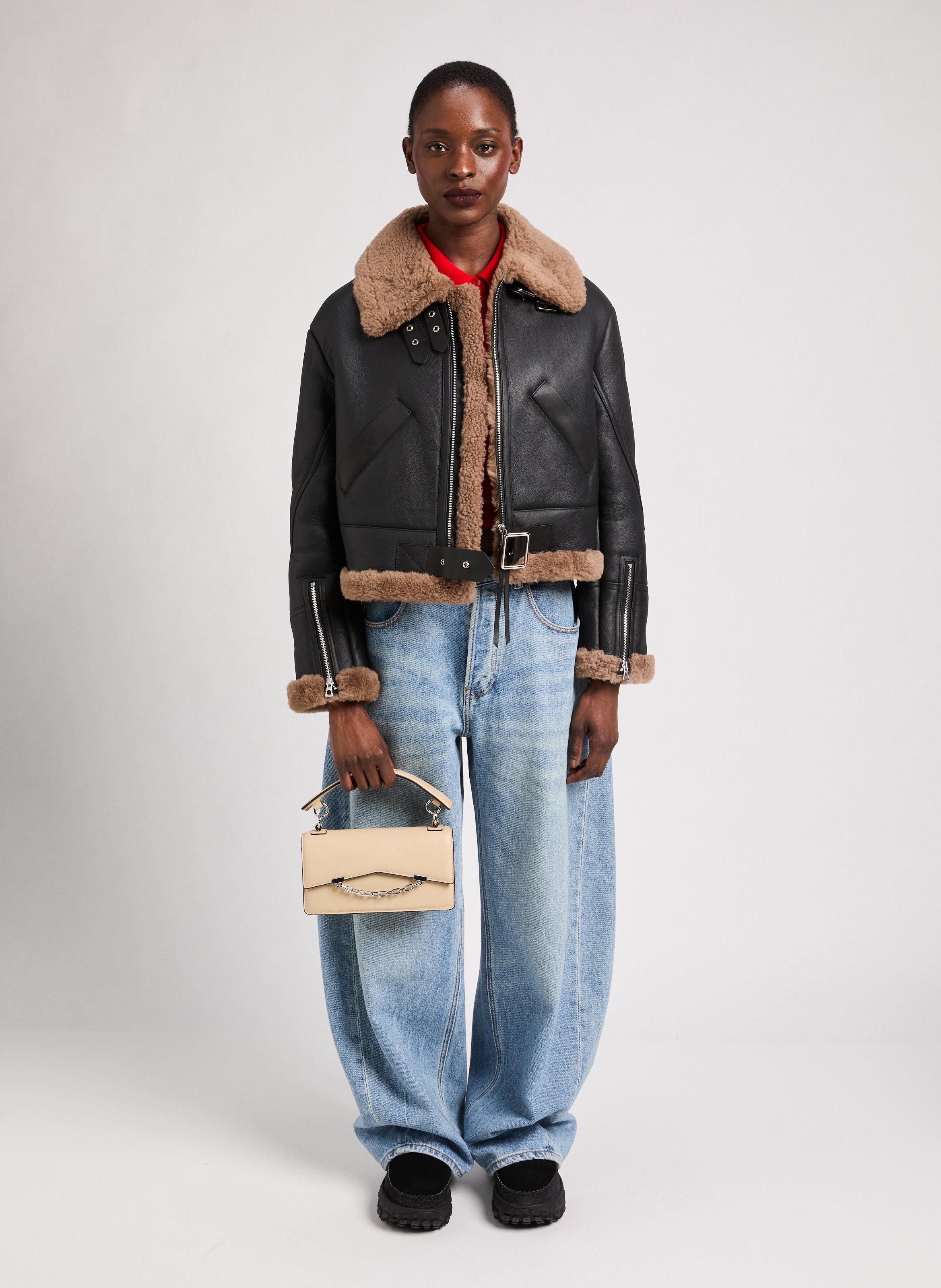 Sac à main en cuir KARL LAGERFELD Beige