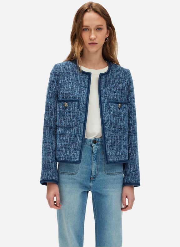 Veste à galon en tweed - rafea Bleu by PABLO PABLO Veste à galon en tweed - rafea Bleu
