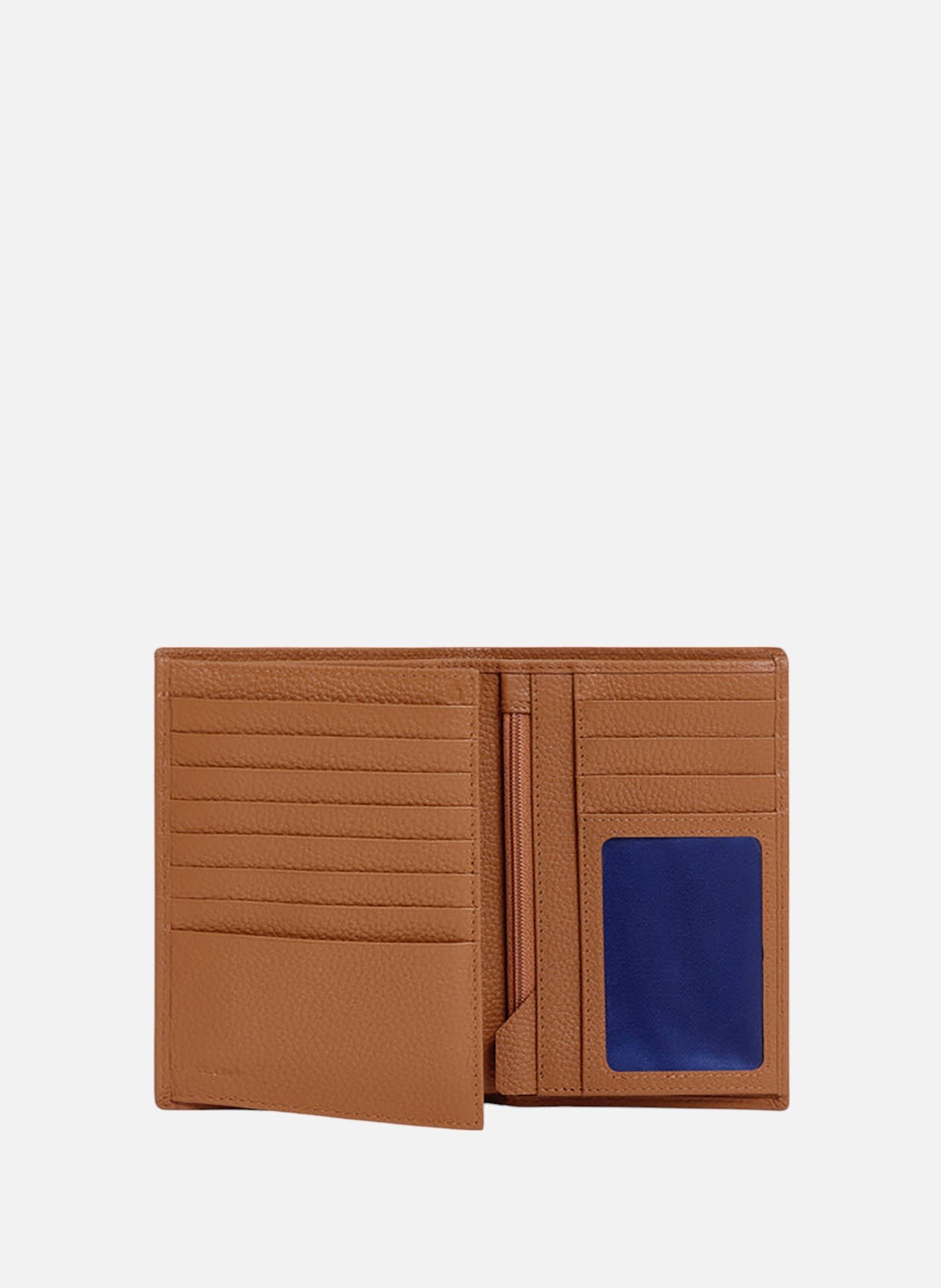 Grand portefeuille vertical zippé 2 volets charles en cuir grainé LE TANNEUR Marron