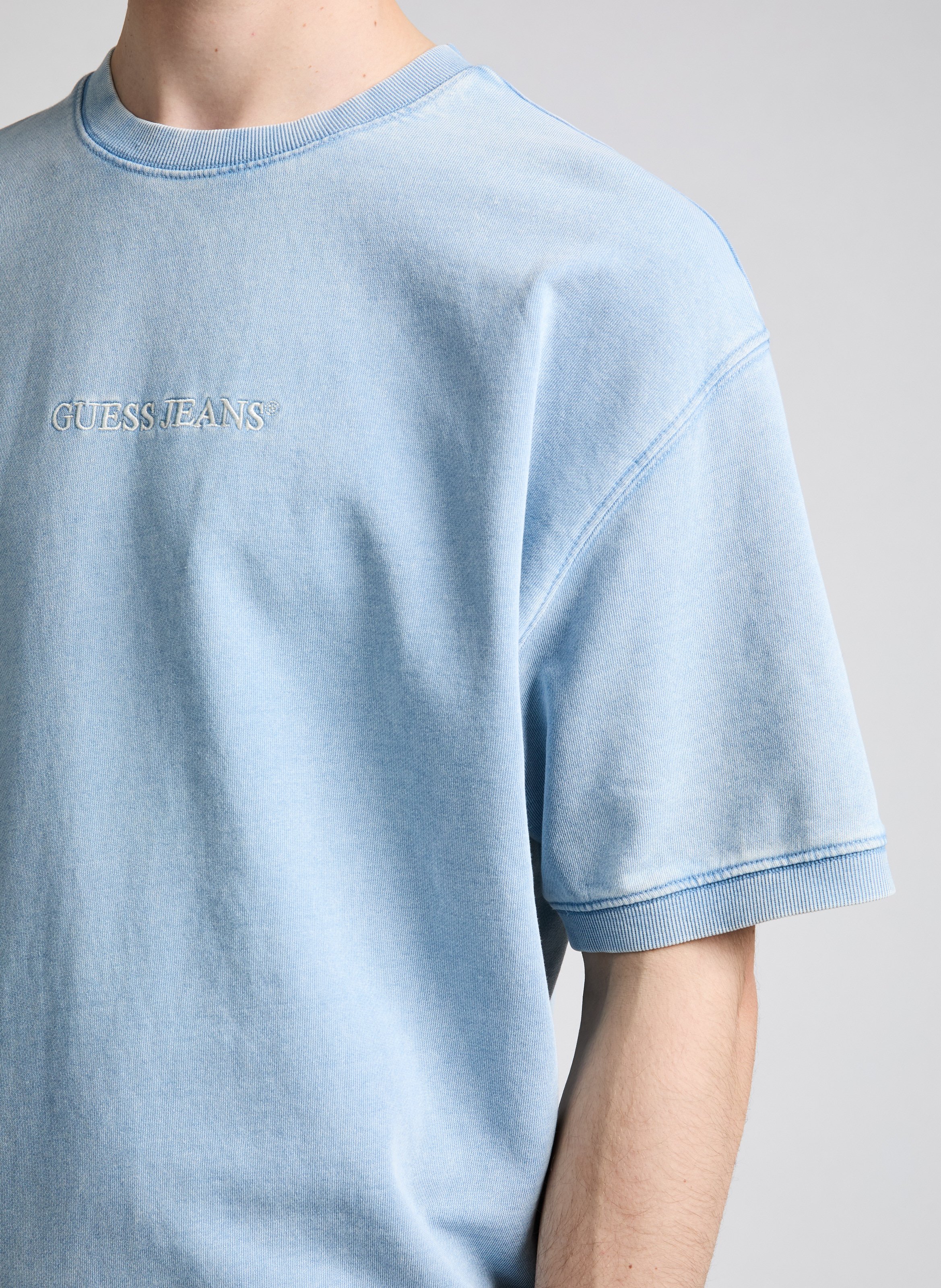 Oversized denim cotton t-shirt Grey