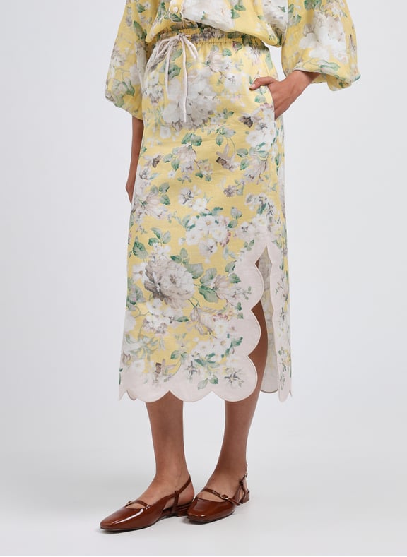 Jupe midi Acacia Scallop Multicolore by ZIMMERMANN ZIMMERMANN Jupe midi Acacia Scallop Multicolore