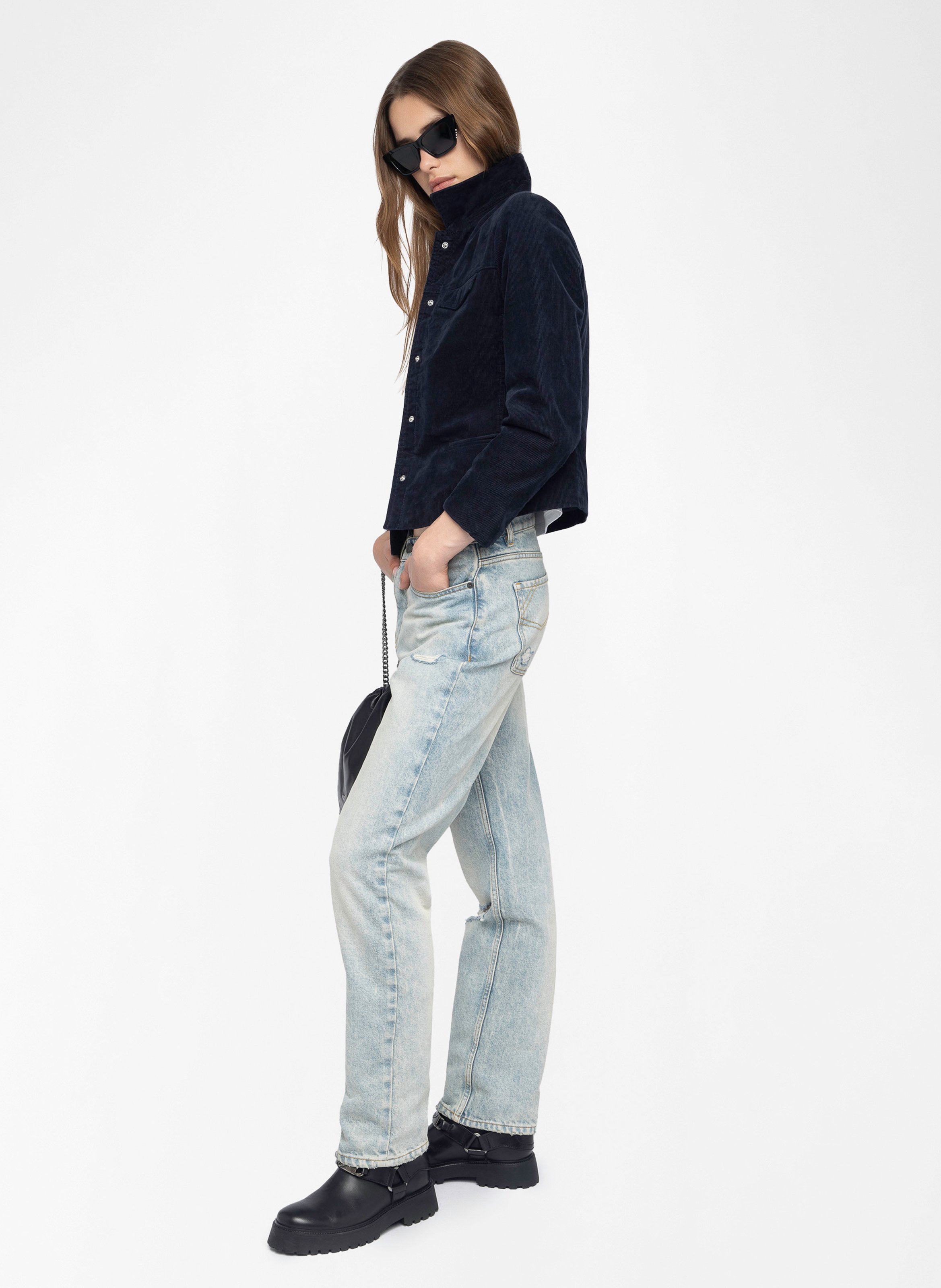 Blouson col classique en coton mélangé liam ZADIG&VOLTAIRE Bleu