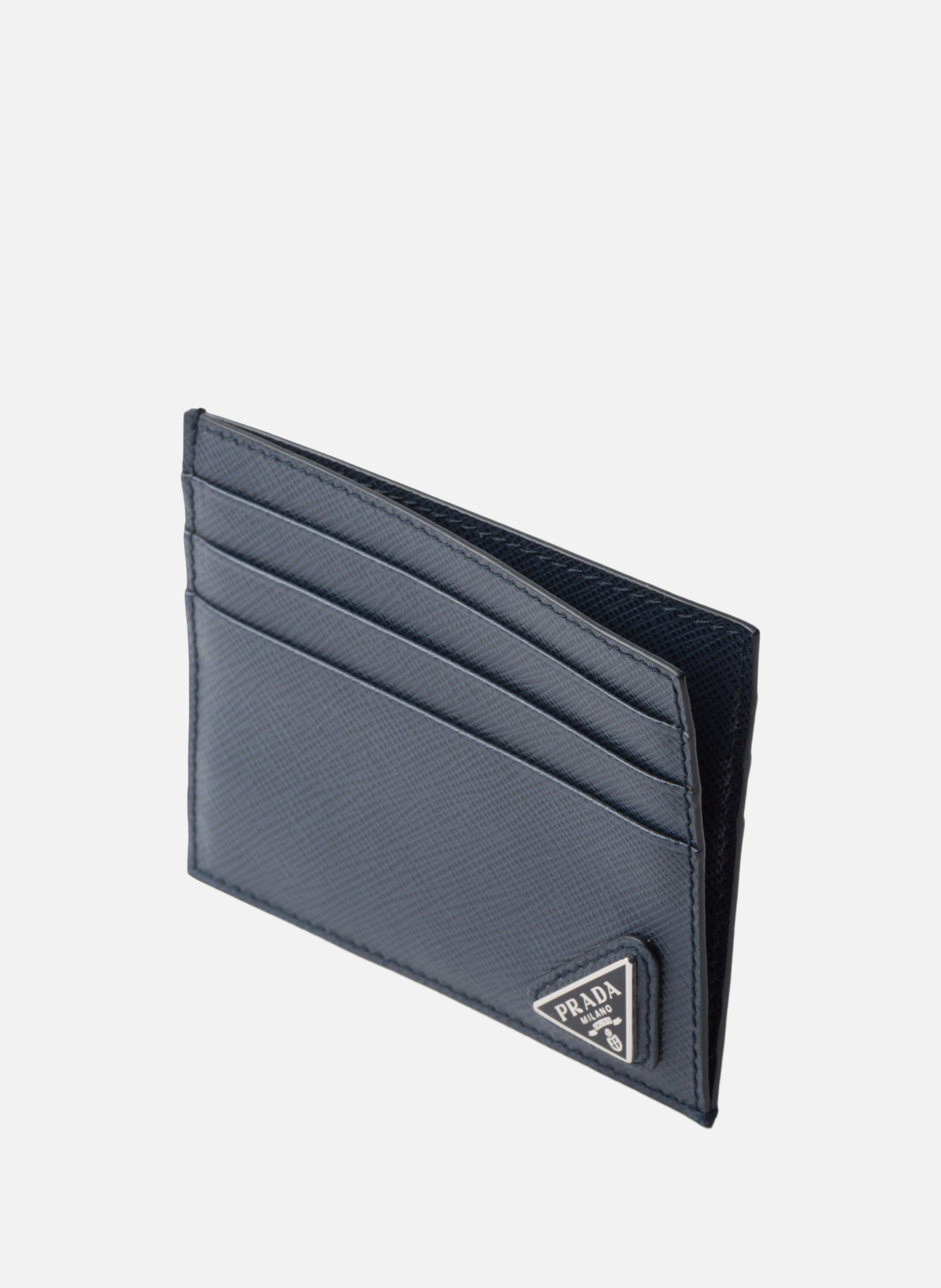 Porte-cartes en cuir saffiano PRADA Bleu