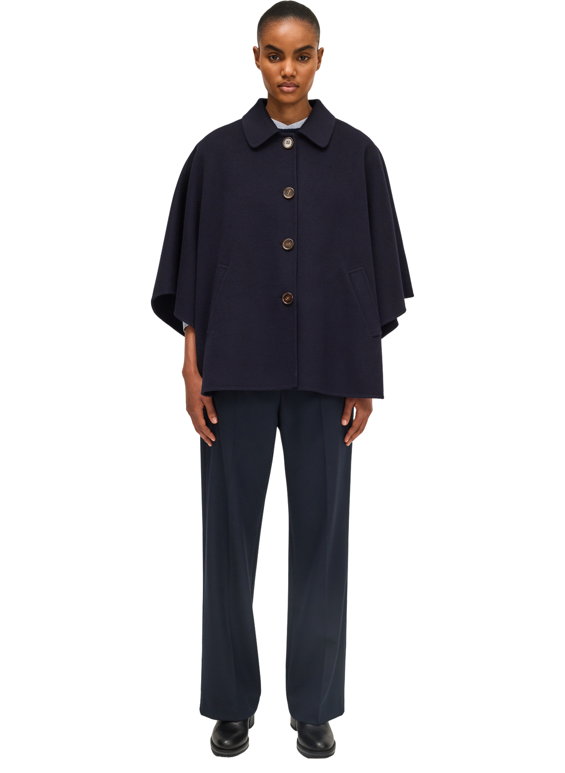 Manteau cape en laine - maeline PABLO Bleu