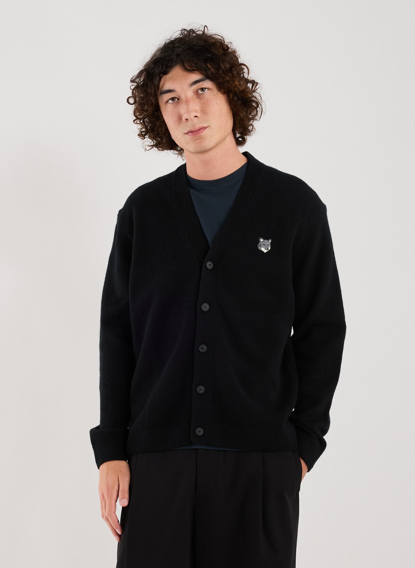 MAISON KITSUNÉ Cardigan col V en laine Noir
