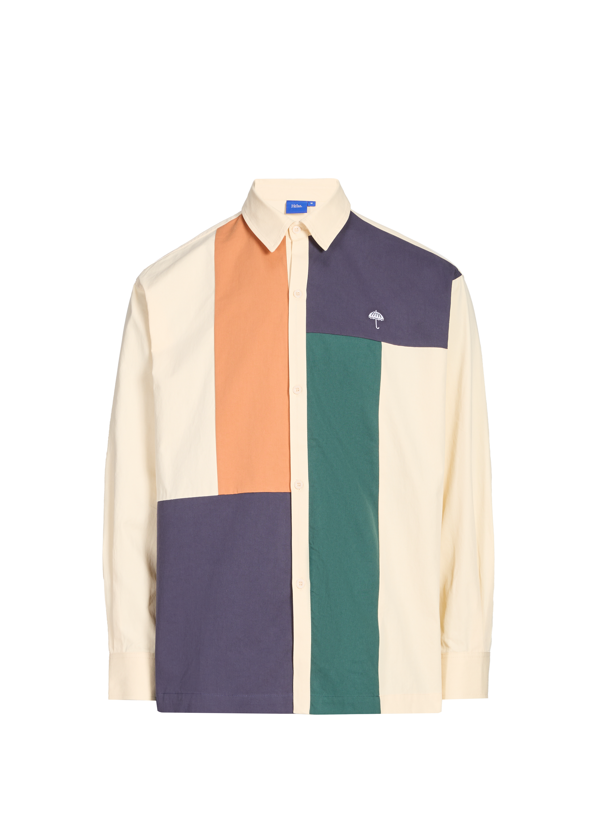 Chemise ample col classique en coton  Beige green navy rusty red