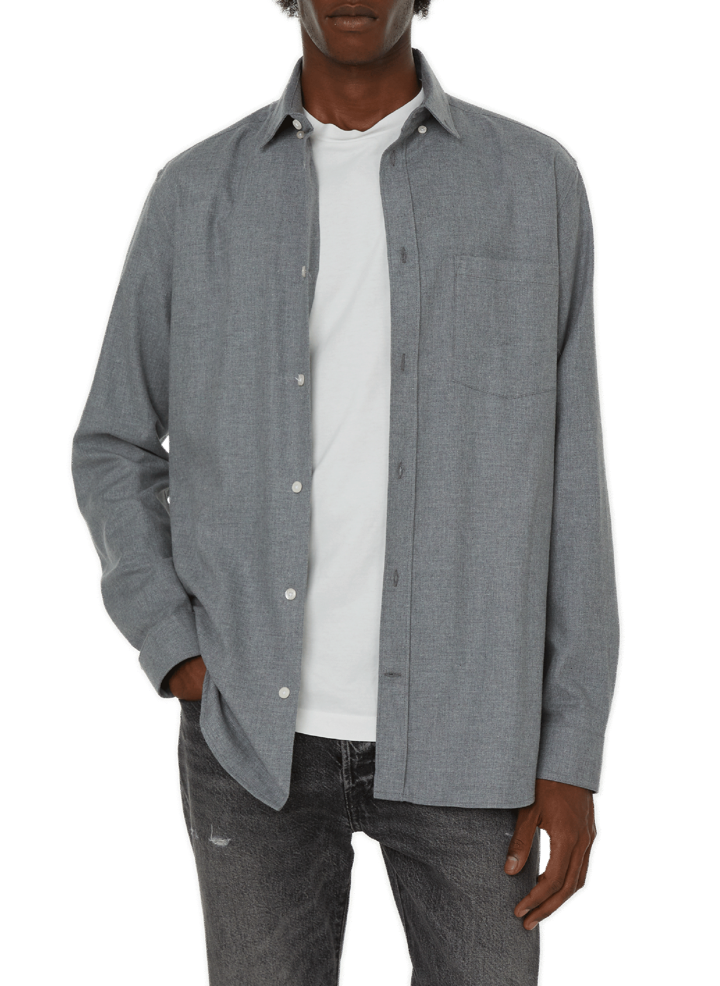 AU PRINTEMPS PARIS Chemise droite en coton Gris