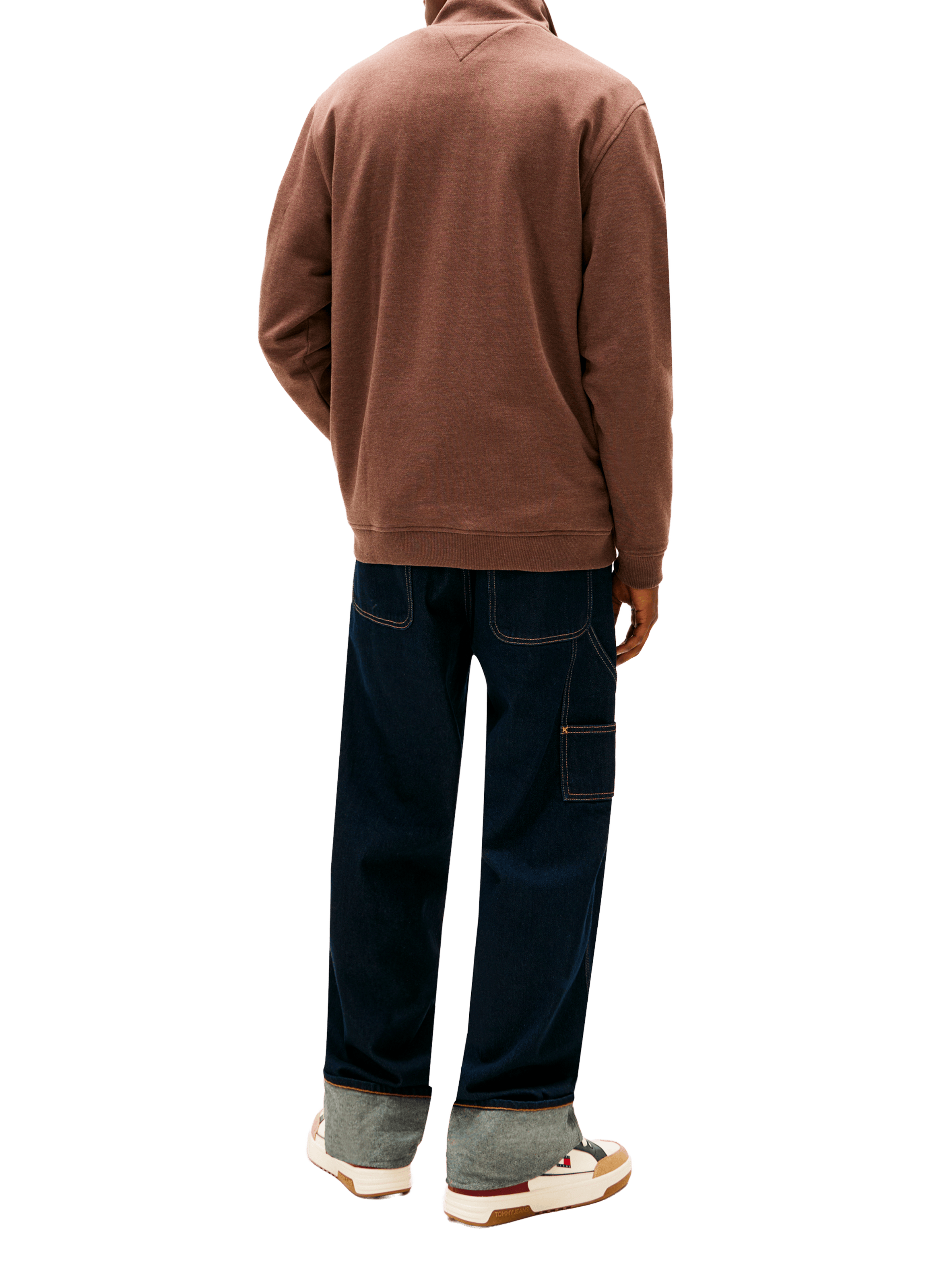 Zip-up high neck sweatshirt with embroidered logo TOMMY HILFIGER Brown