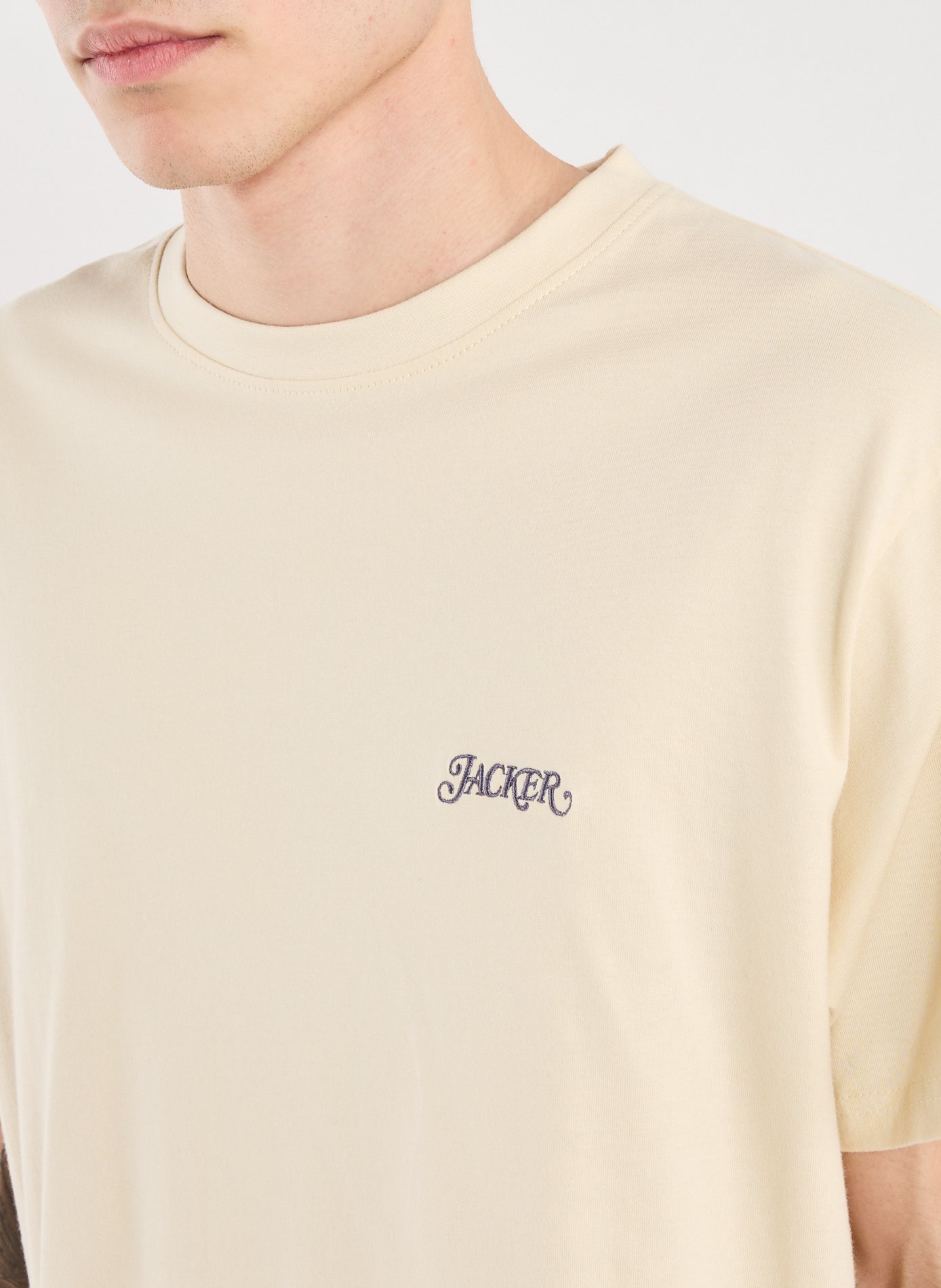 T-Shirt droit manches courtes en coton JACKER. Beige