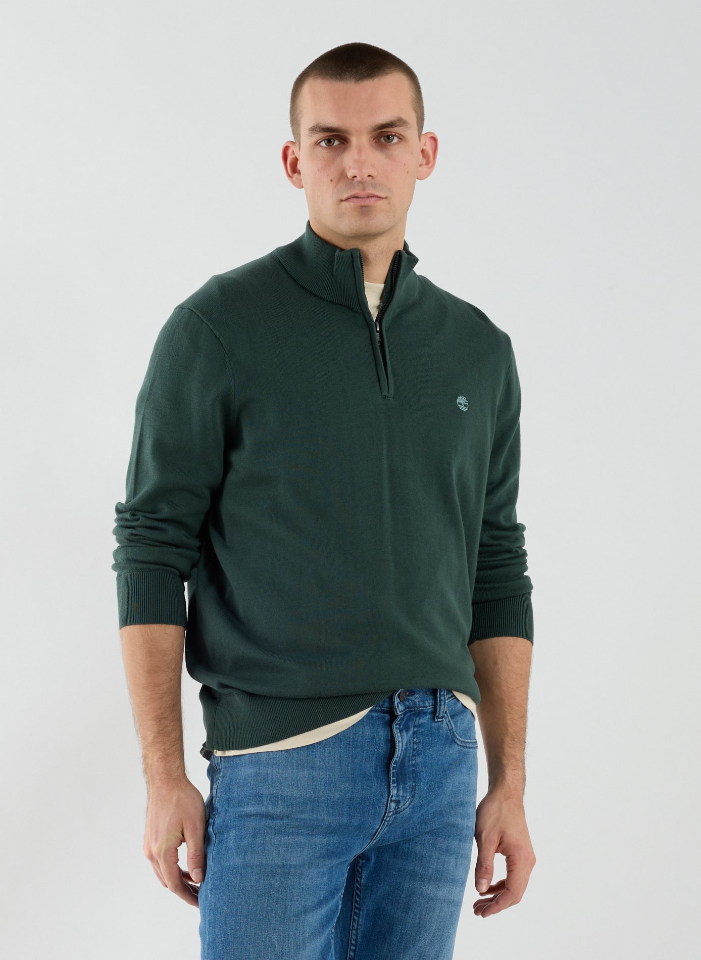 Cotton trucker collar sweater TIMBERLAND Green