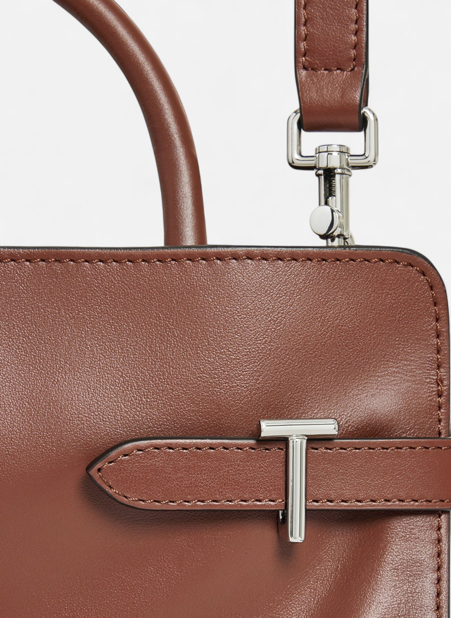 Sac à main moyen modèle emie en cuir lisse et nubuck LE TANNEUR Marron