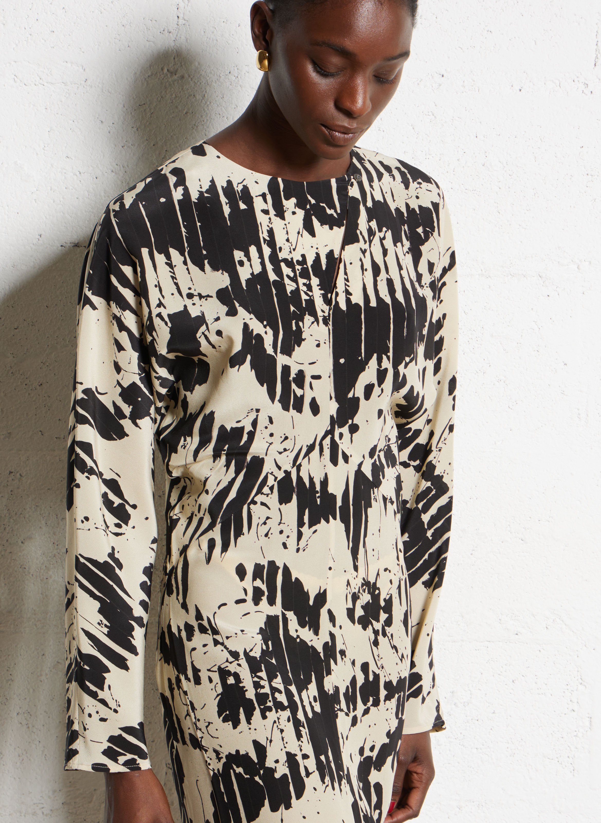 Robe longue col rond en soie francine SOEUR Multicolore