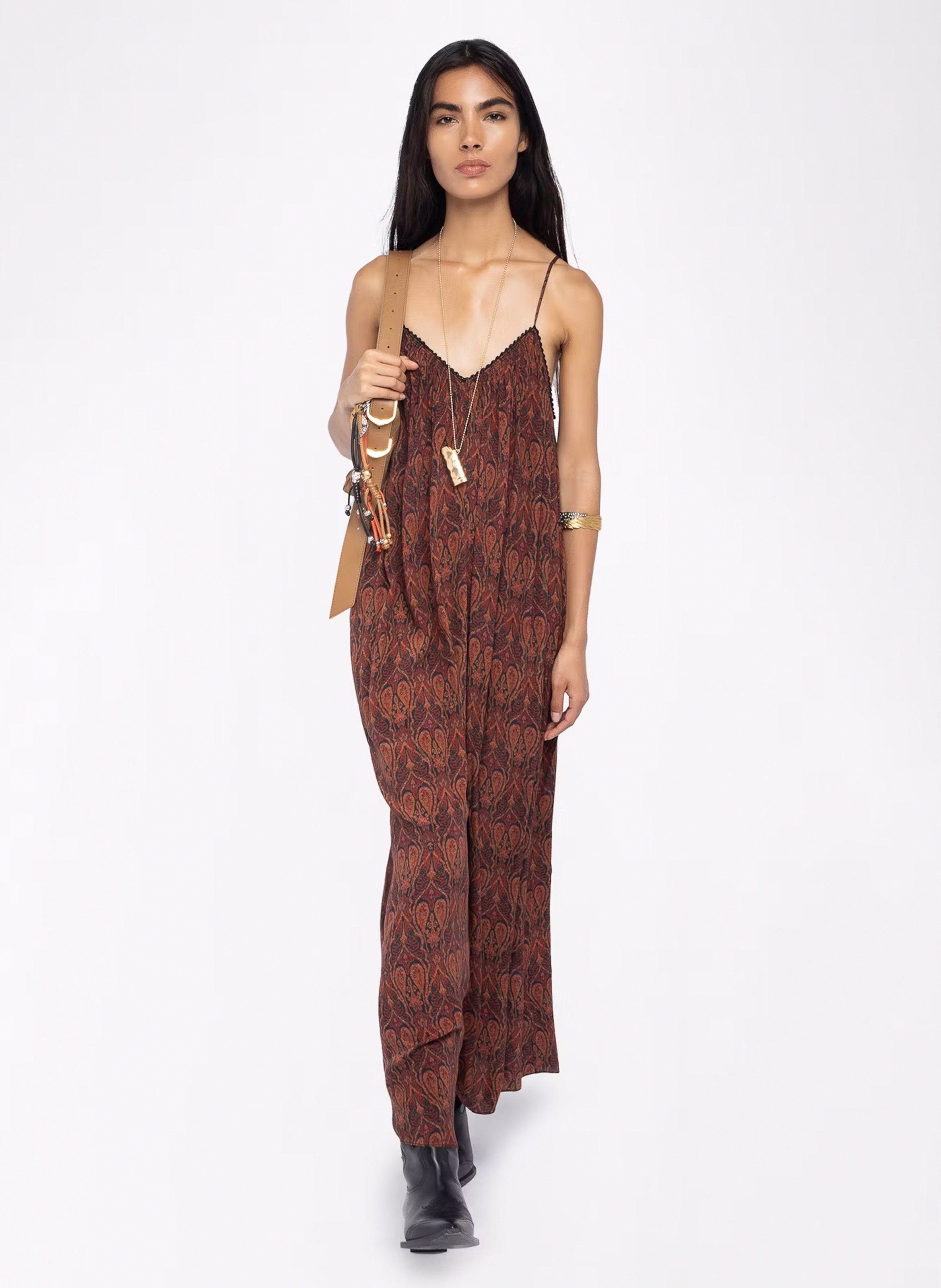 Robe longue imprimée col v ristym ZADIG&VOLTAIRE Noir