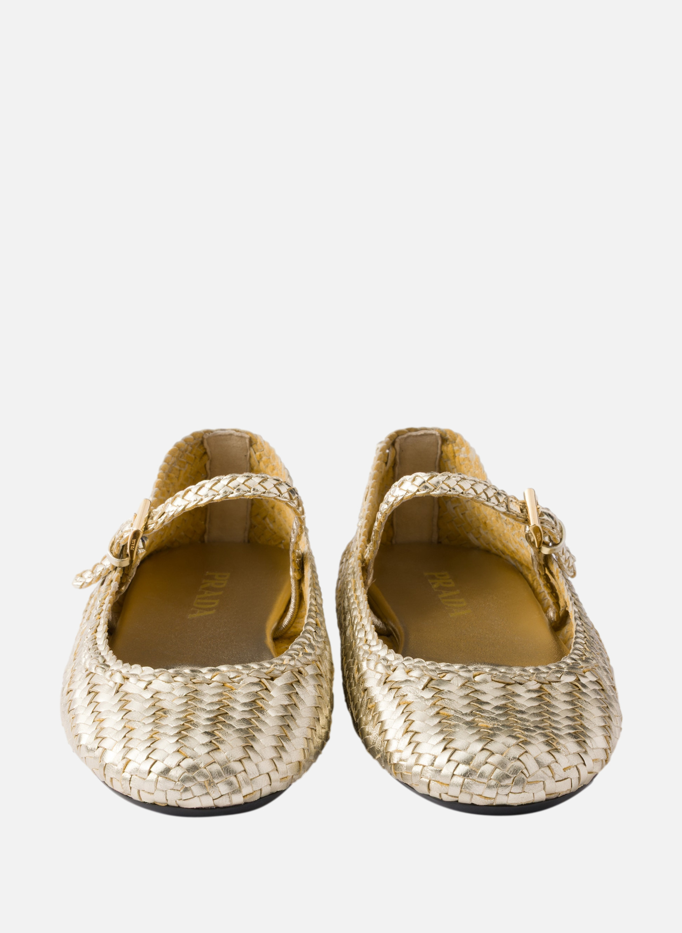 Ballerines en cuir tissé PRADA Argent