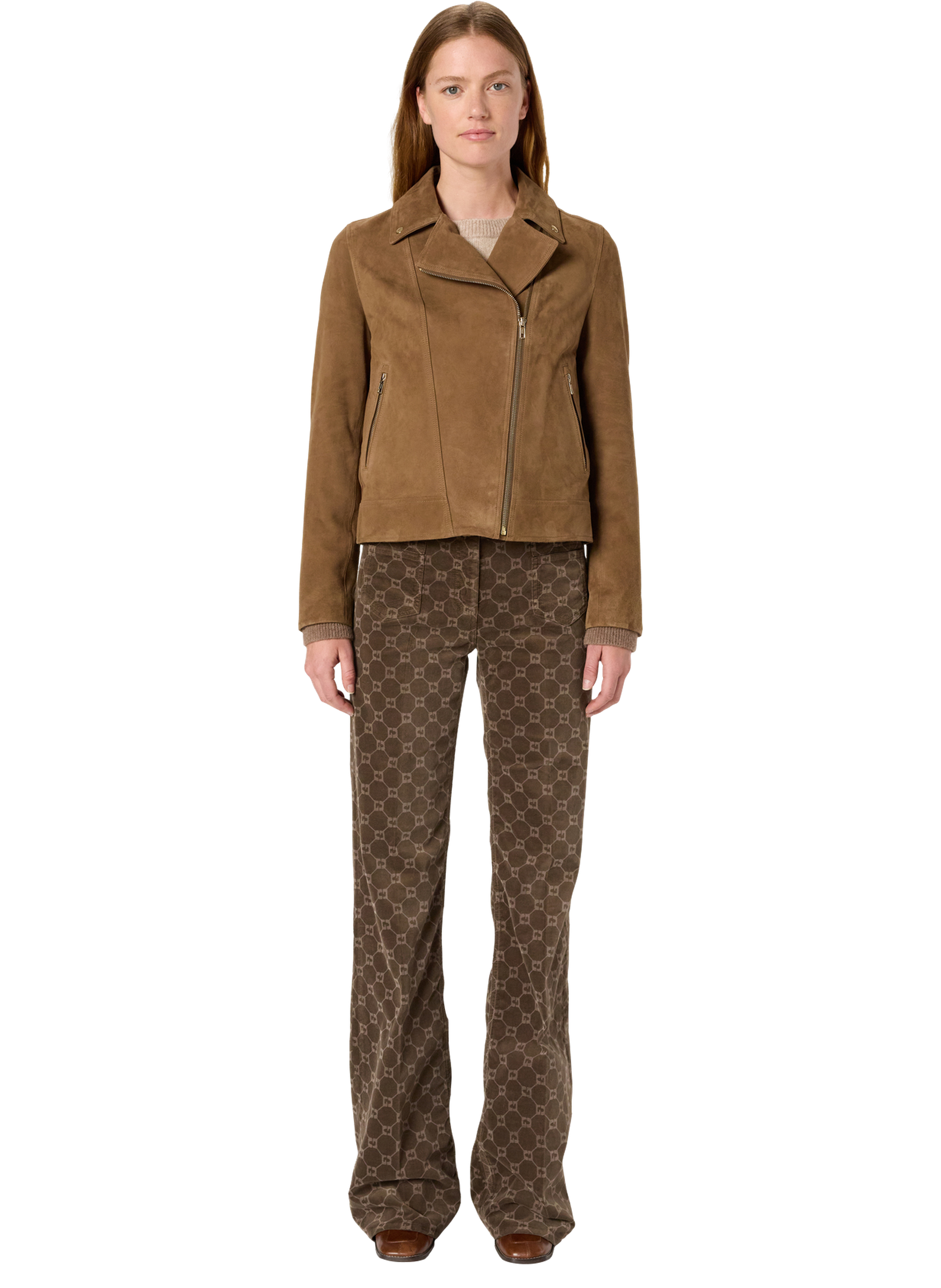 GERARD DAREL Veste en cuir velours - nelly Marron