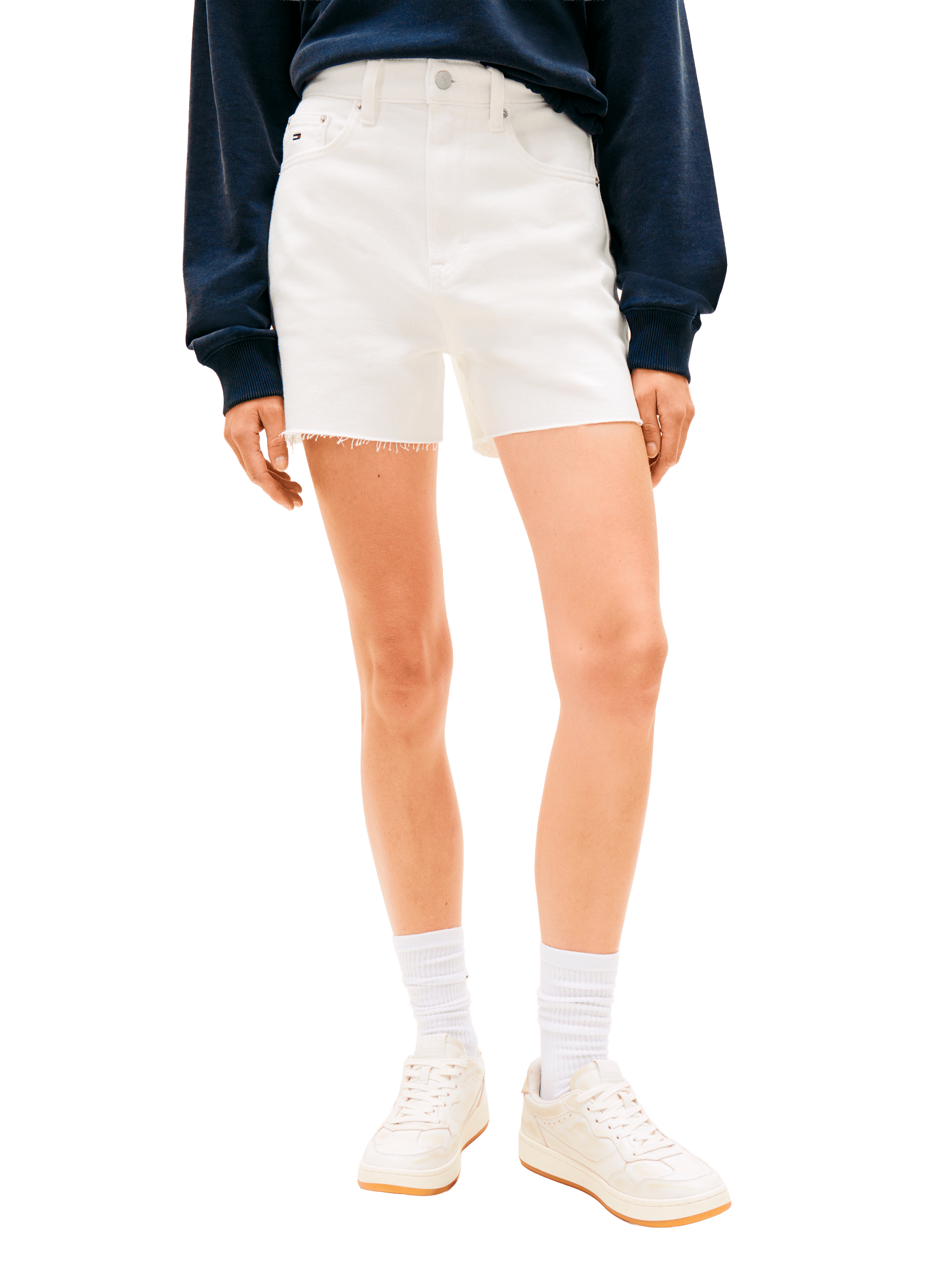 Short court droit en coton mélangé TOMMY HILFIGER Beige
