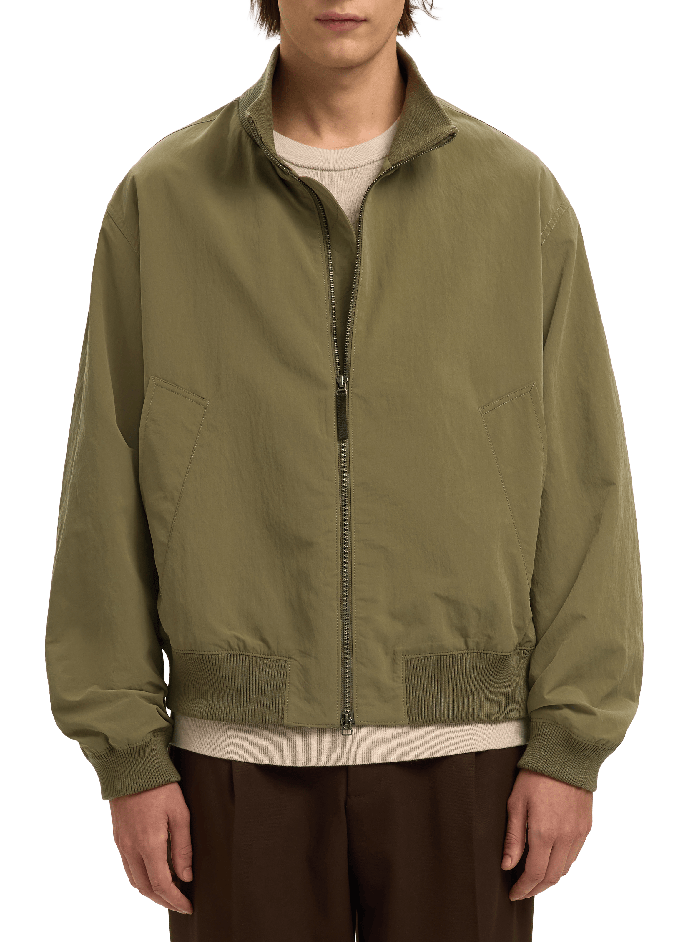 Solid high-neck jacket SELECTED Green