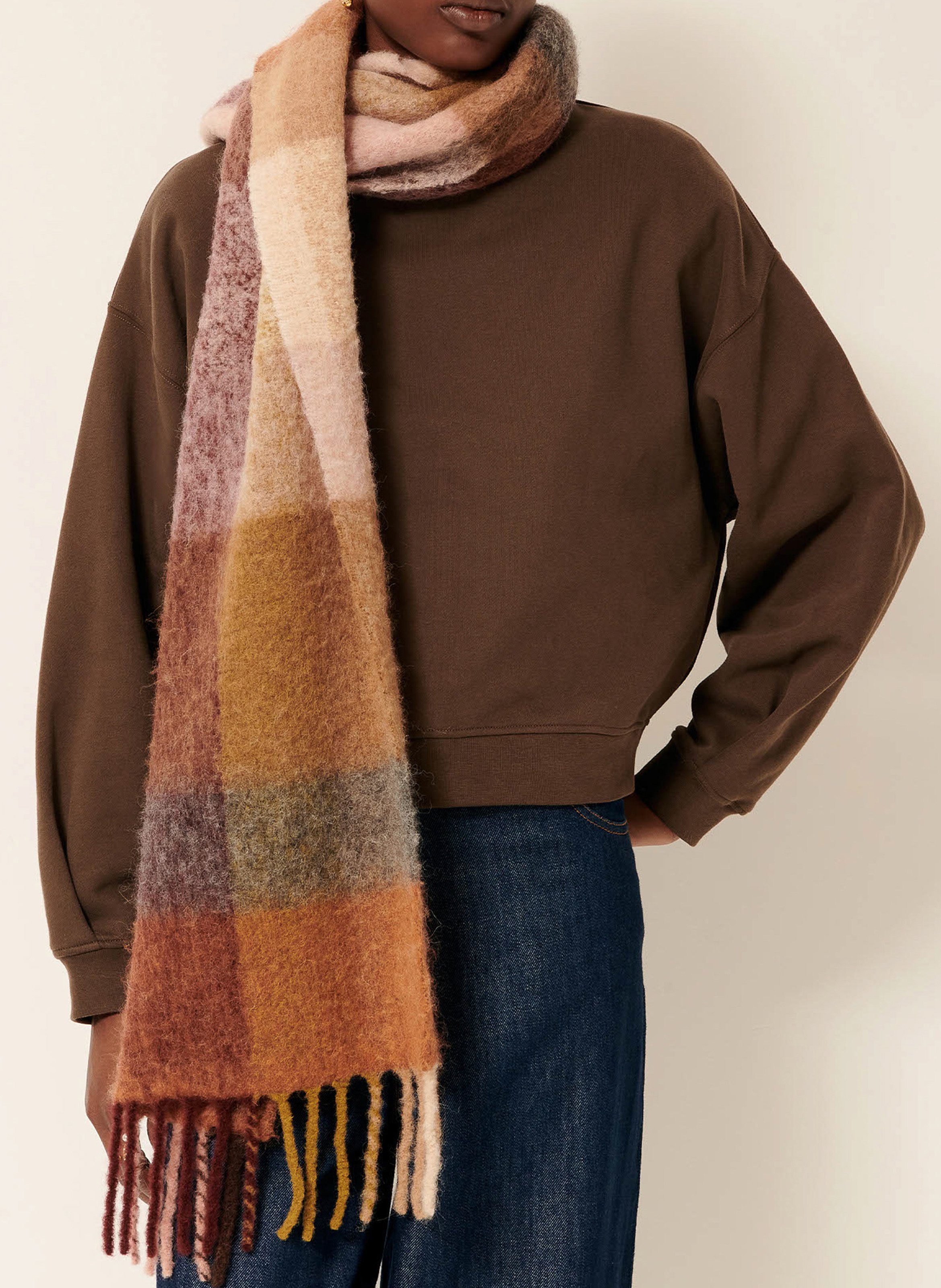 Echarpe frangées à carreaux en laine mélangée lucio SESSUN Bleu