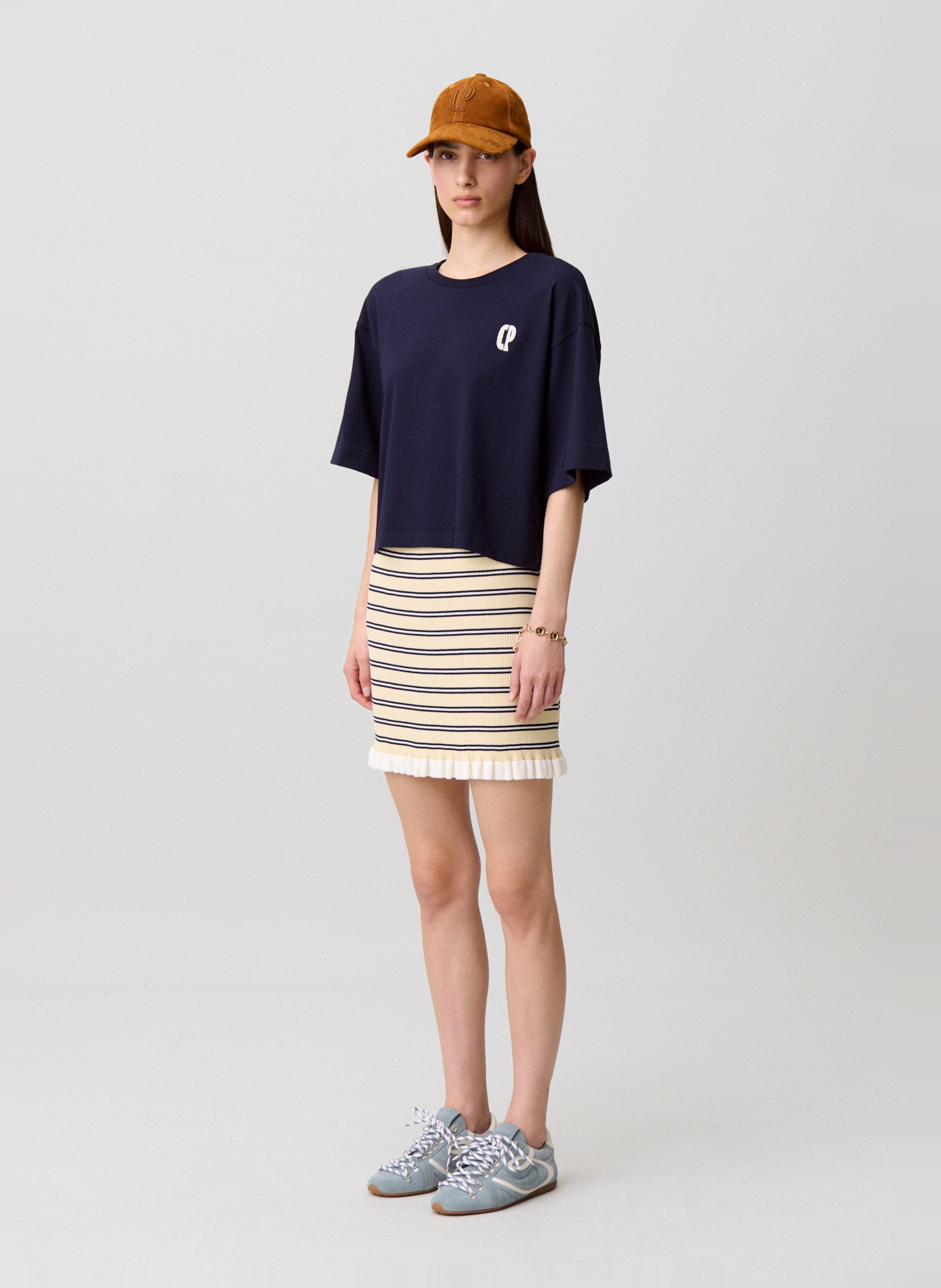 Tee-shirt col rond en coton CLAUDIE PIERLOT Bleu