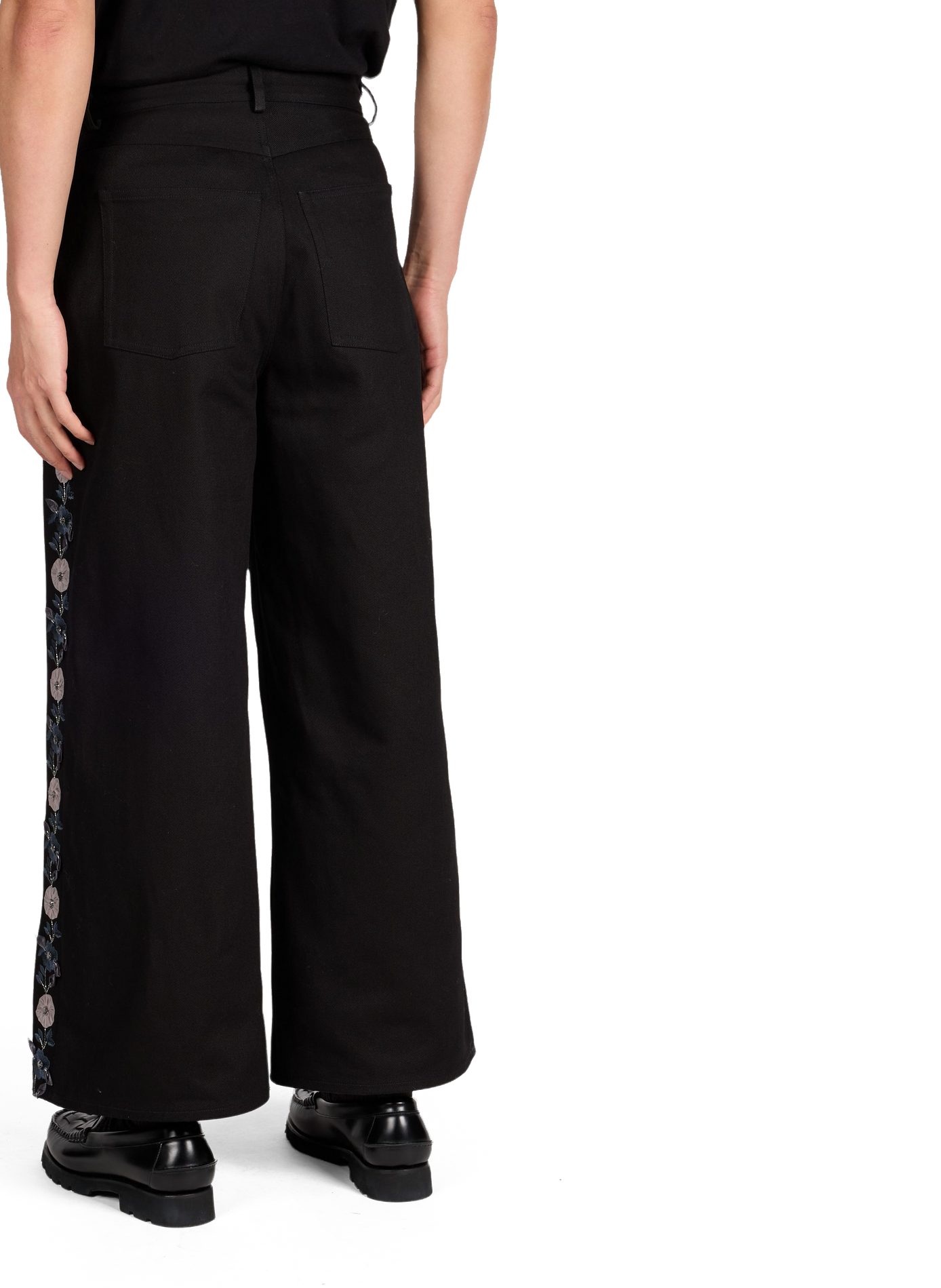 Wide embroidered cotton jeans BENJAMIN BENMOYAL Black