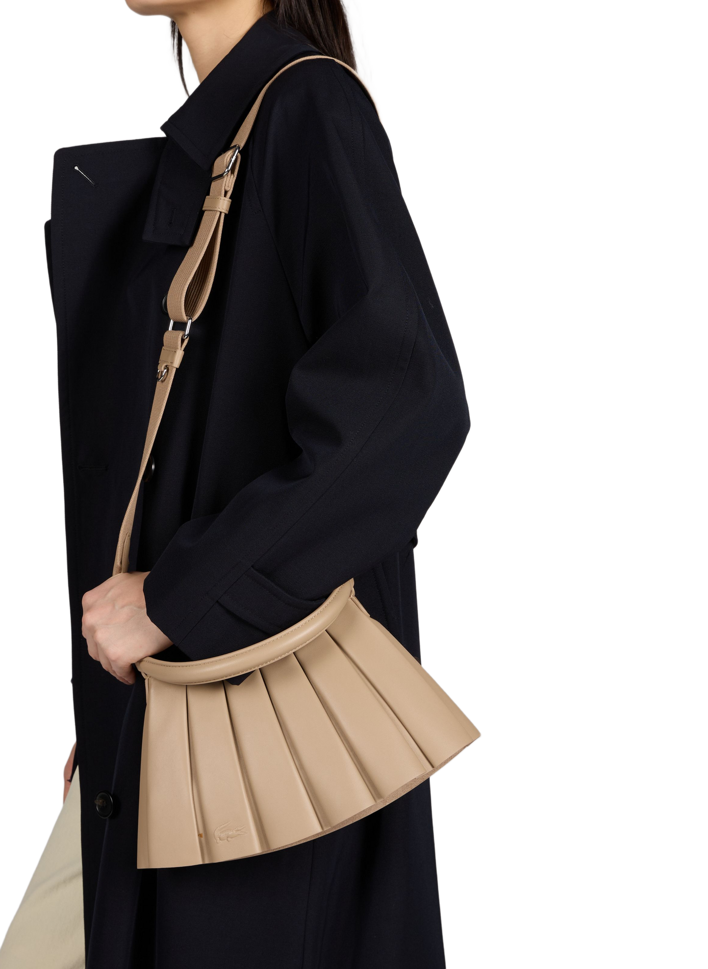 Petit sac Lenglen plissé en cuir LACOSTE Noir