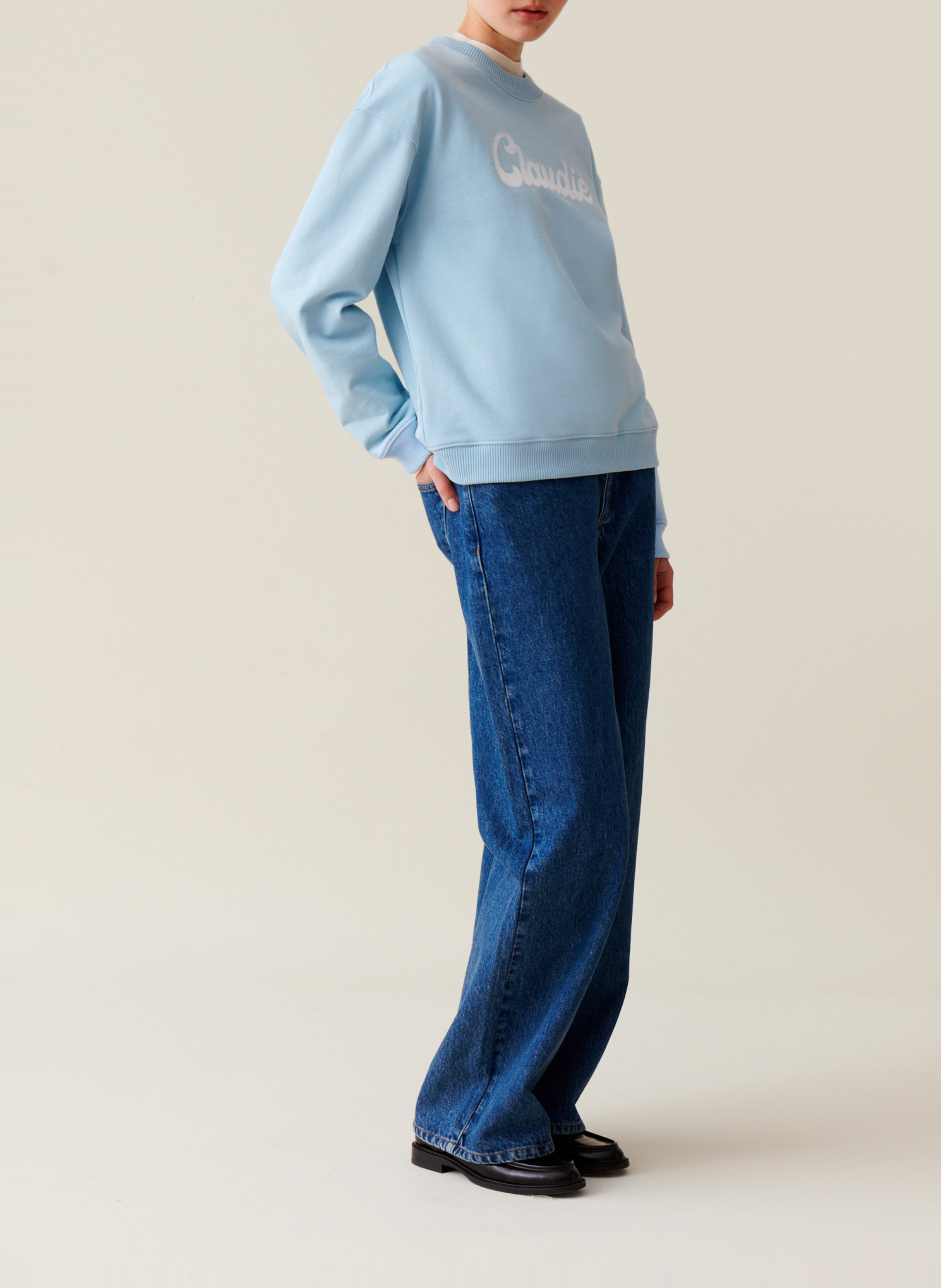 Sweatshirt ample imprimé en coton CLAUDIE PIERLOT Bleu