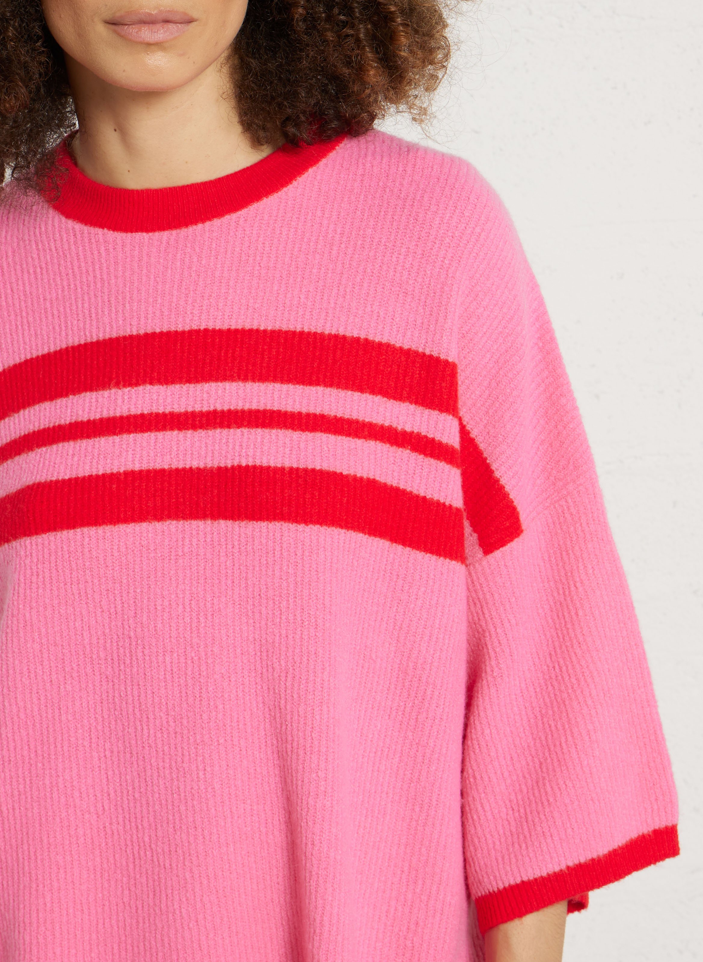 Pull ample col rond à rayures damsville AMERICAN VINTAGE Rose