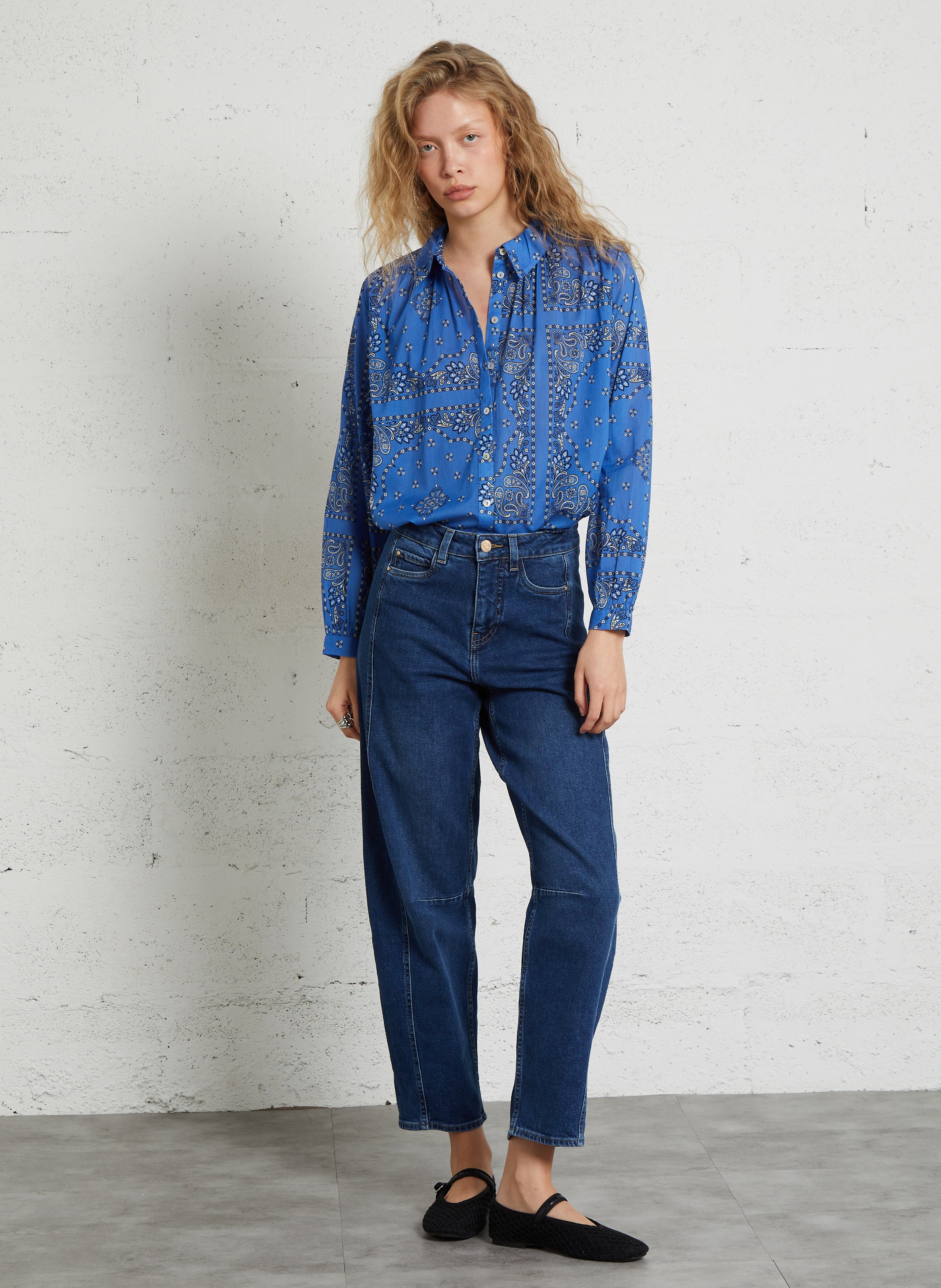 Chemise ample col classique imprimé cachemire en coton daurely MAISON 123 Violet