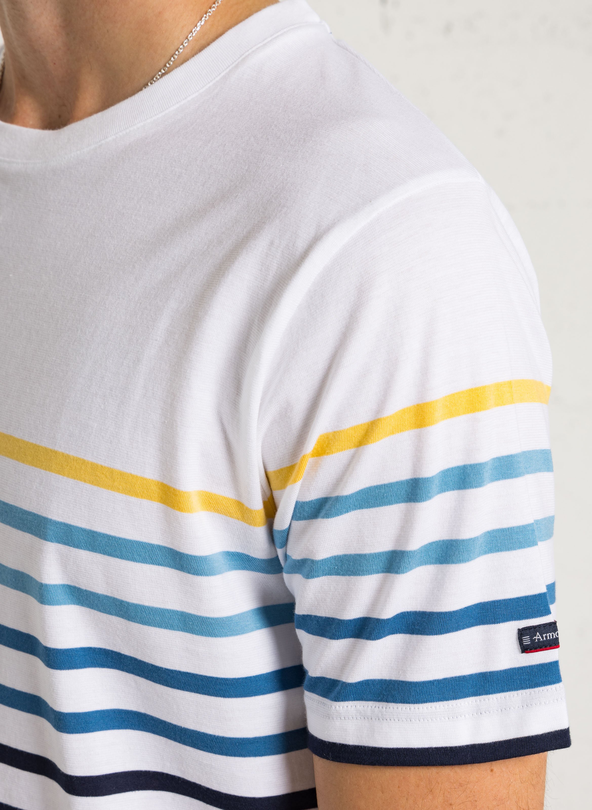 Tee-shirt droit col rond en coton ARMOR-LUX Blanc