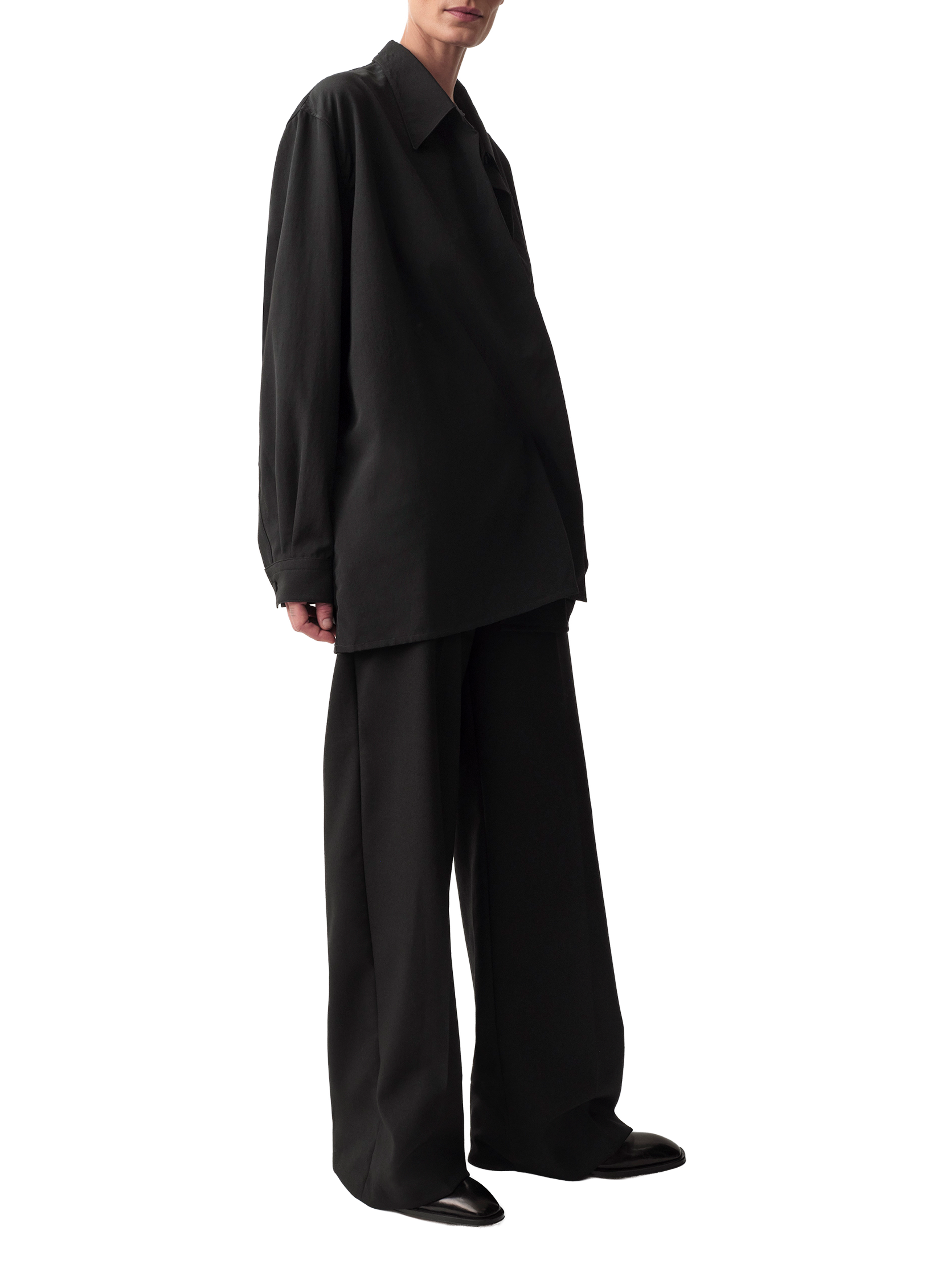 Pantalon large taille haute Calvin Klein Collection Noir