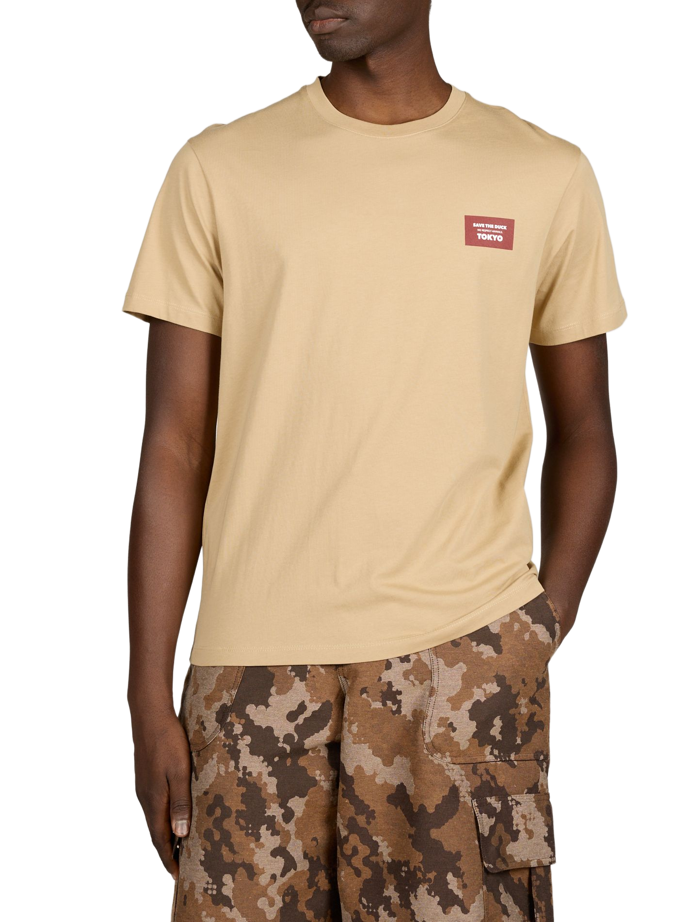 Tee-shirt col rond en coton SAVE THE DUCK Beige