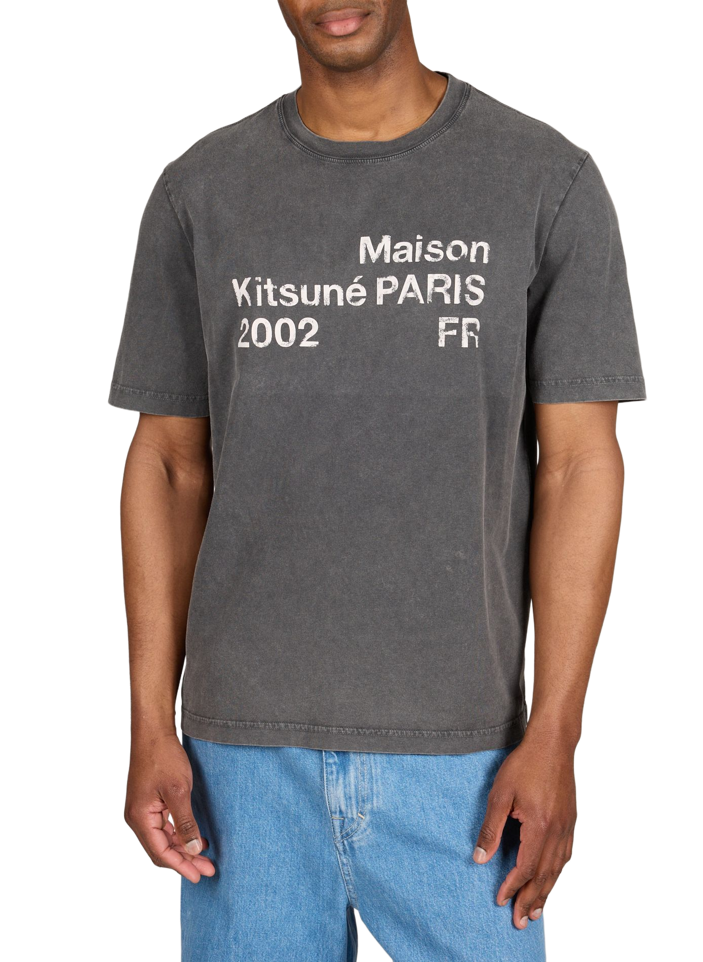 Round-neck cotton brand T-shirt MAISON KITSUNÉ Black
