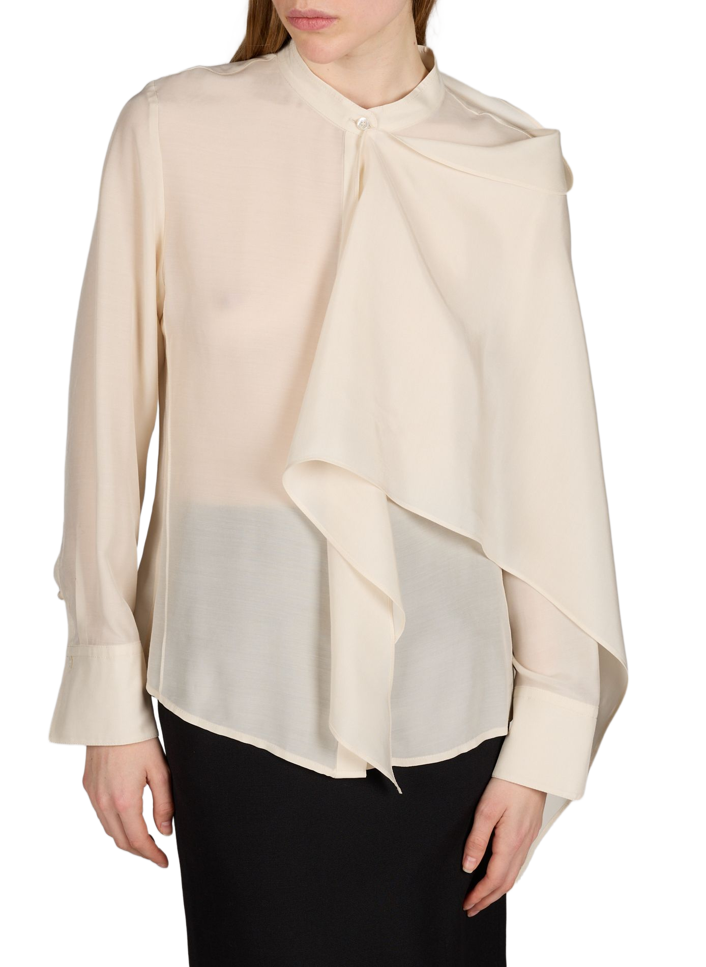 Blouse droite unie avec cape SANDBEIGE Beige