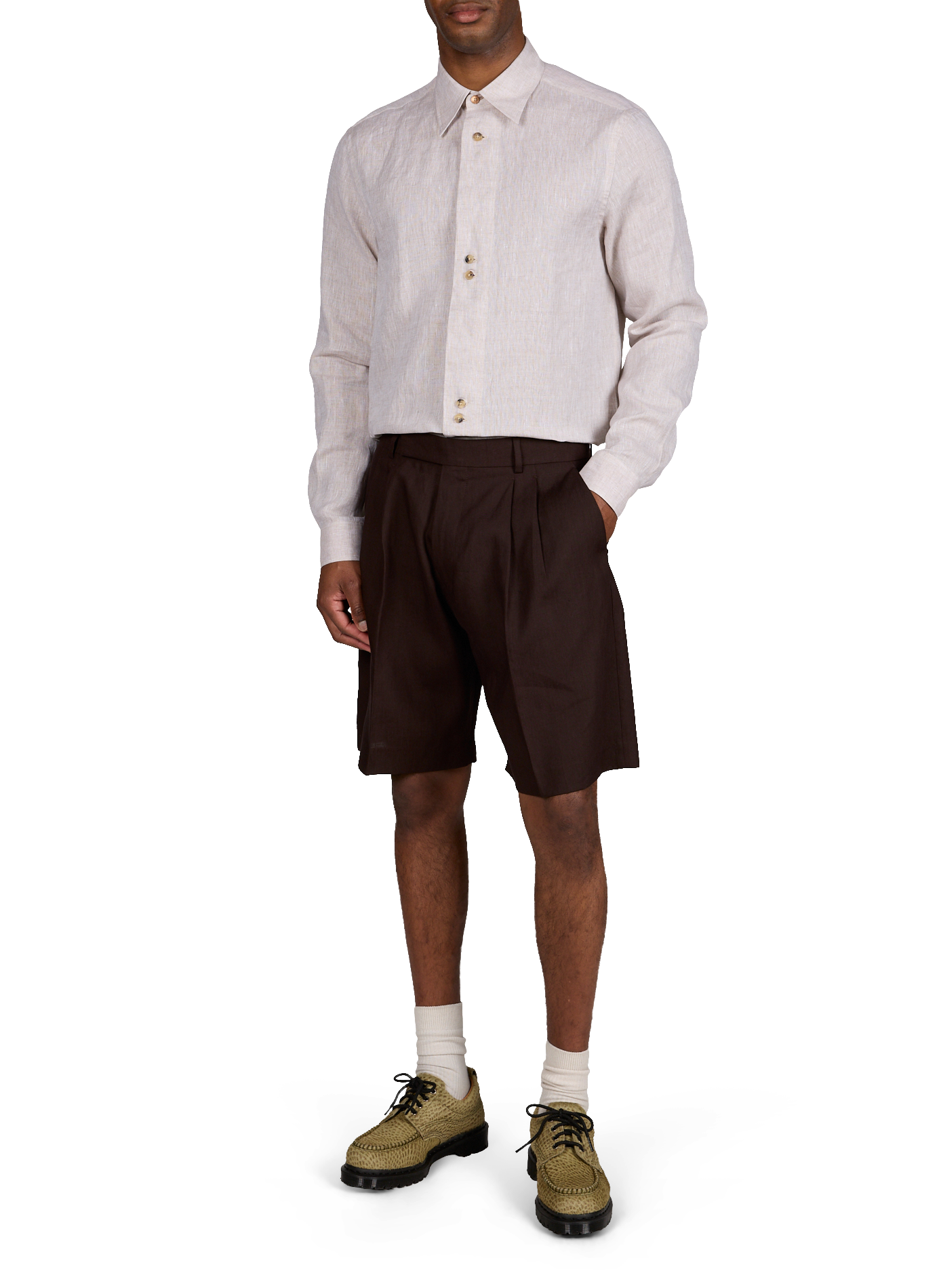 Straight long-sleeved linen shirt PAUL SMITH Beige