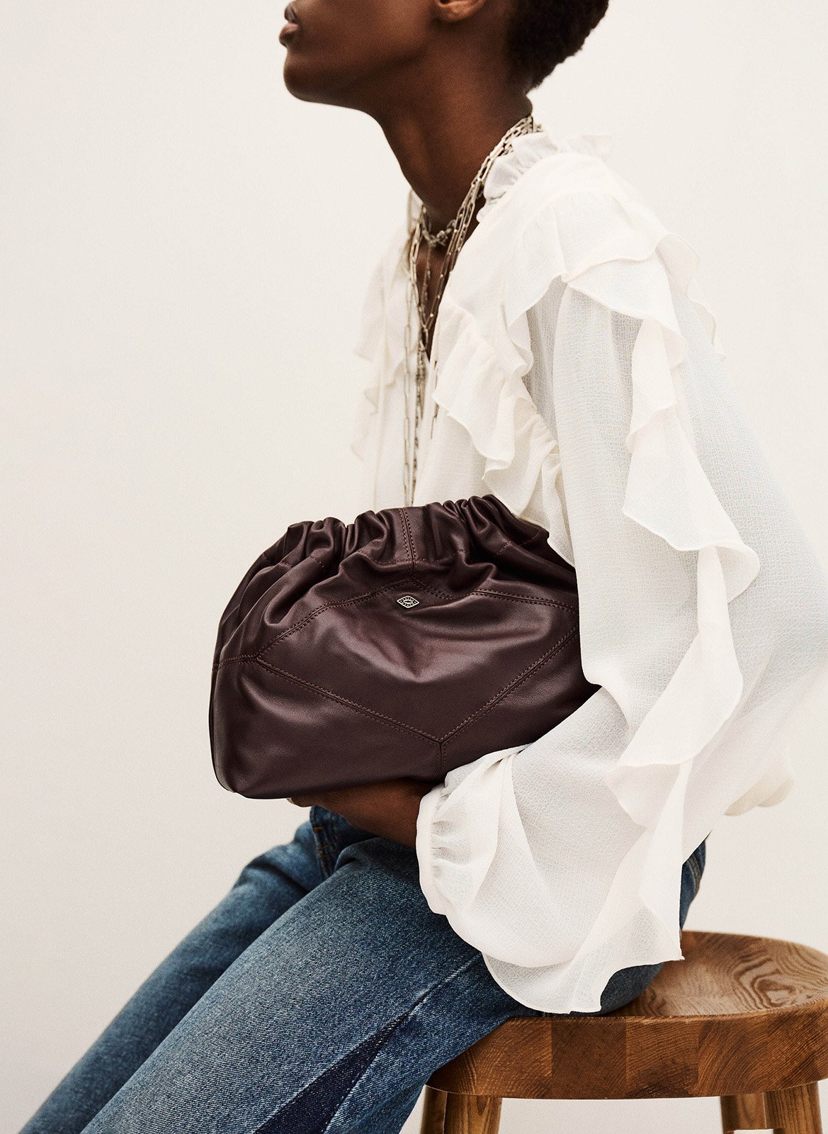 Sac épaule en cuir mini june tote BA&SH Violet